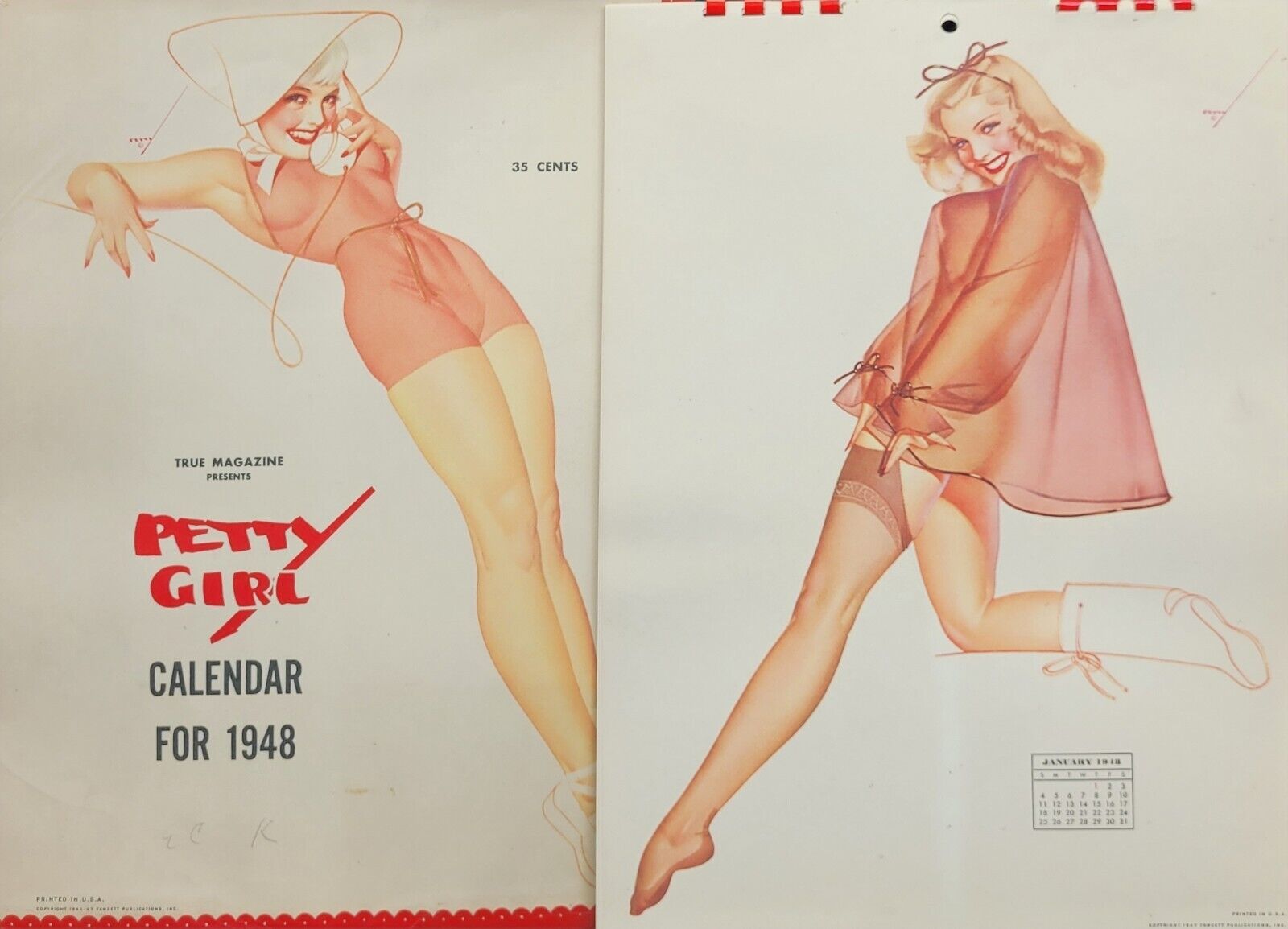 True Magazine Petty Girl Calender 1948 w/ Original Envelope (Excellent) ~ 703AQ