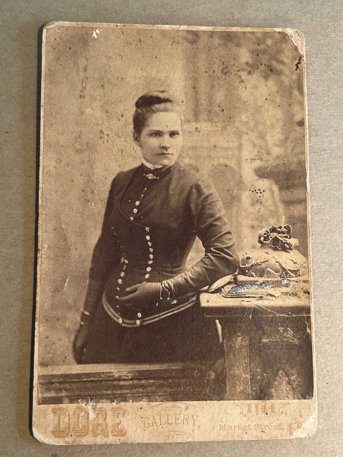 Antique Cabinet Card Woman in Dress Cobbs Dore San Francisco