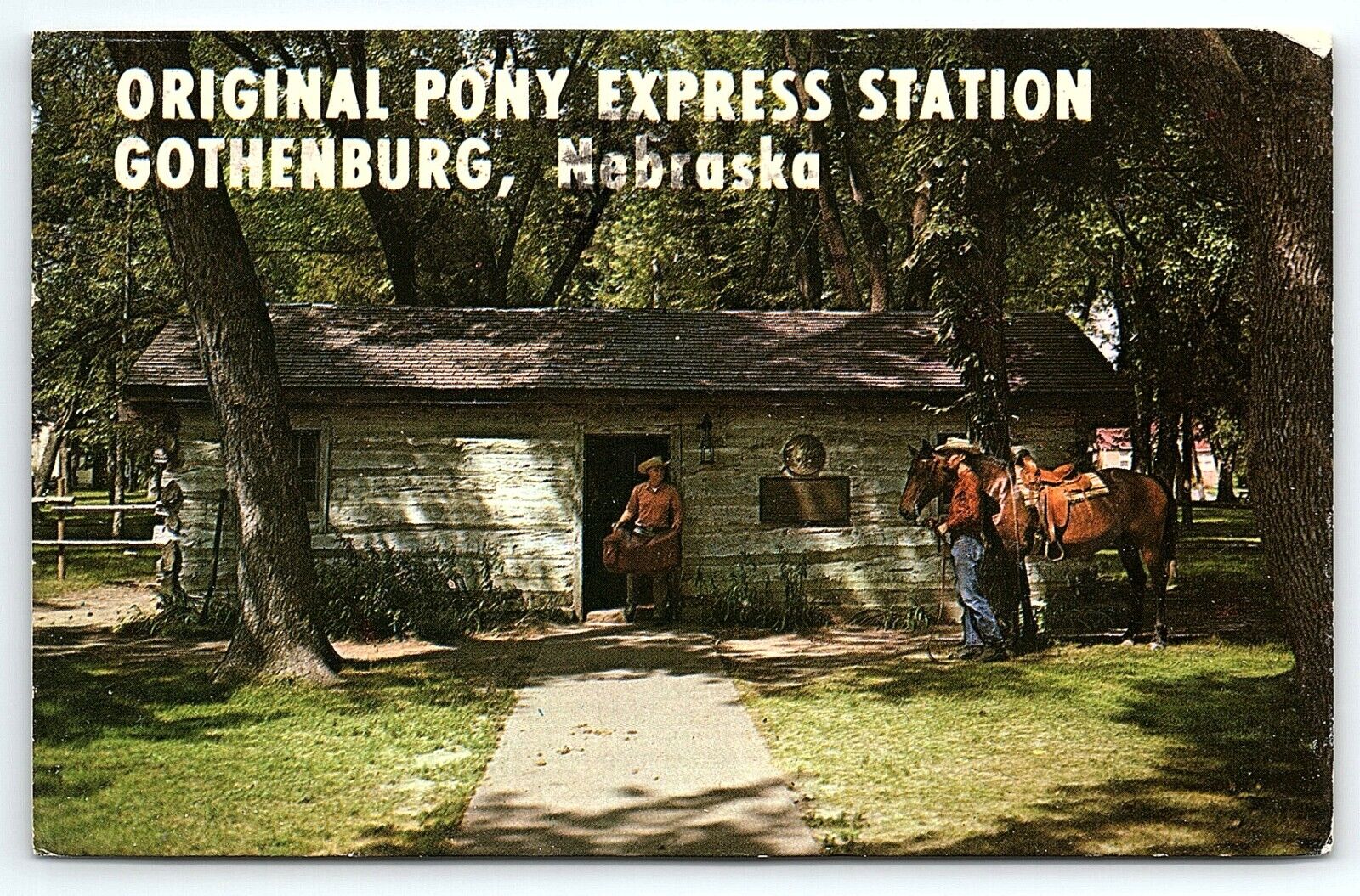 VINTAGE GOTHENBURG NEBRASKA ORIGINAL PONY EXPRESS STATION POSTCARD P3588