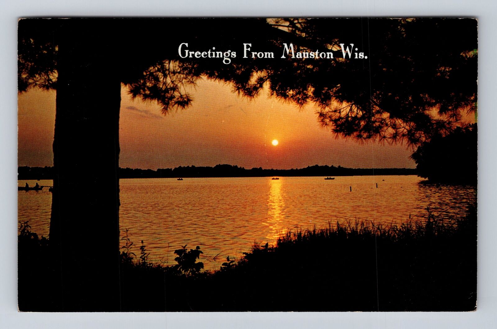 Mauston WI-Wisconsin, Scenic Greetings, Sunset, Vintage c1965 Souvenir Postcard