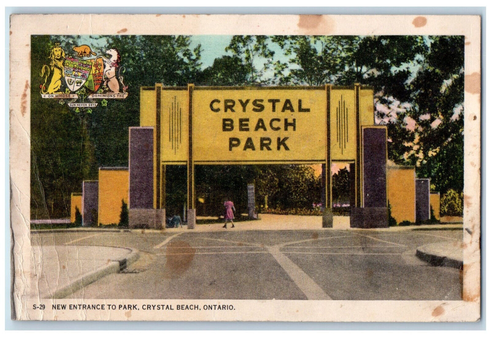 c1940\'s New Entrance to Park Crystal Beach Ontario Canada Vintage Postcard