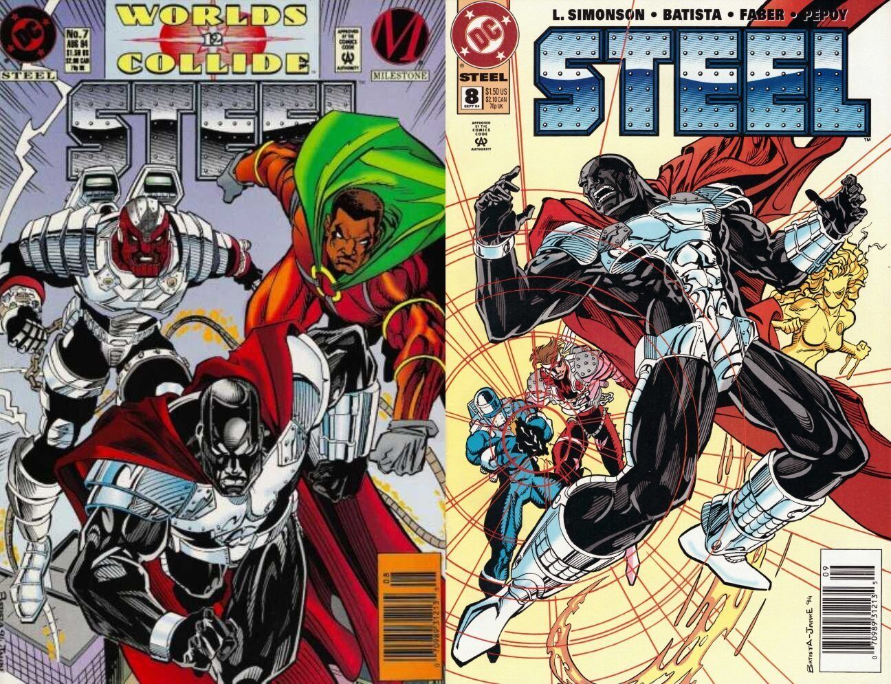 Steel #7-8 Newsstand Covers (1994-1998) DC Comics - 2 Comics