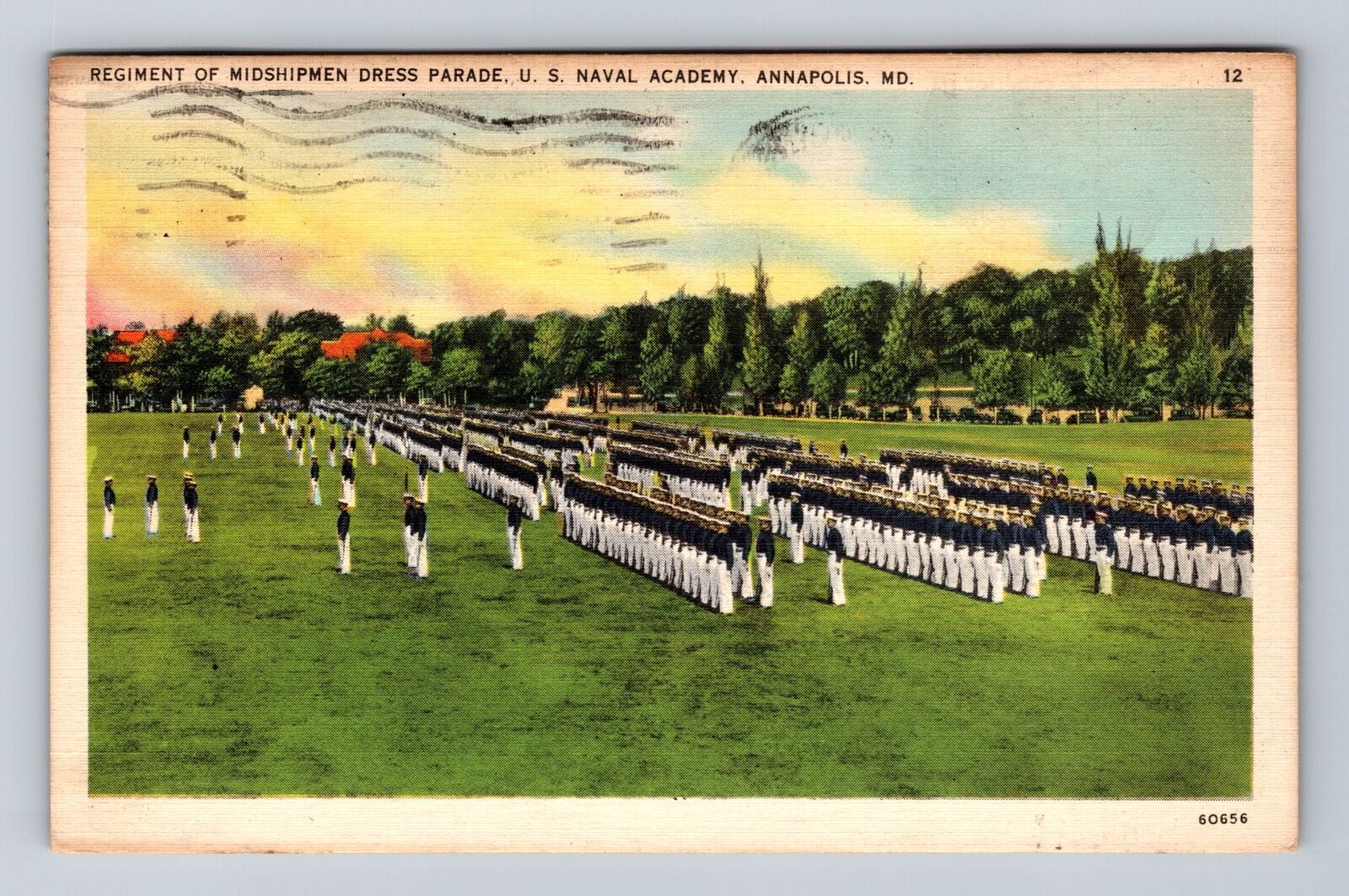 Annapolis MD-Maryland, U.S Naval Academy Dress Parade Vintage c1939 Postcard