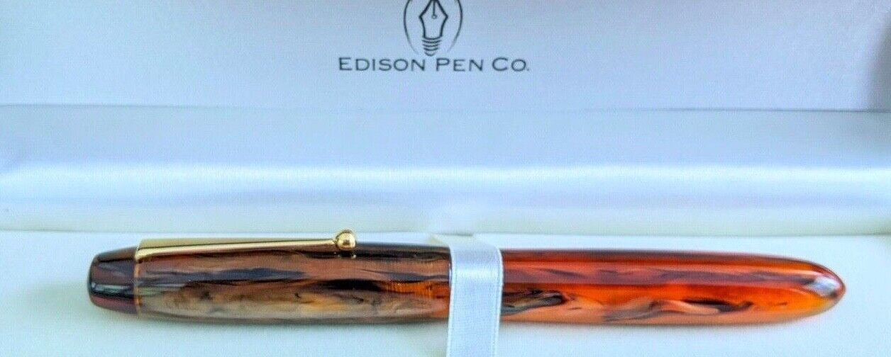 Edison Collier Antique Marble 18k Gold Nib Medium Point Fountain Pen