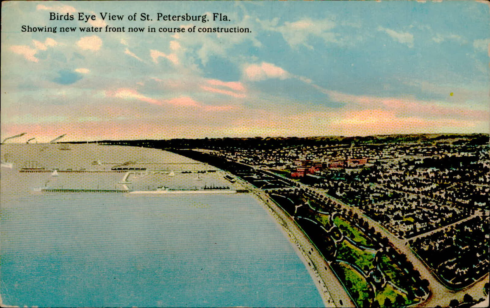 Postcard: Birds Eye View of St. Petersburg, Fla. Showing new water fro