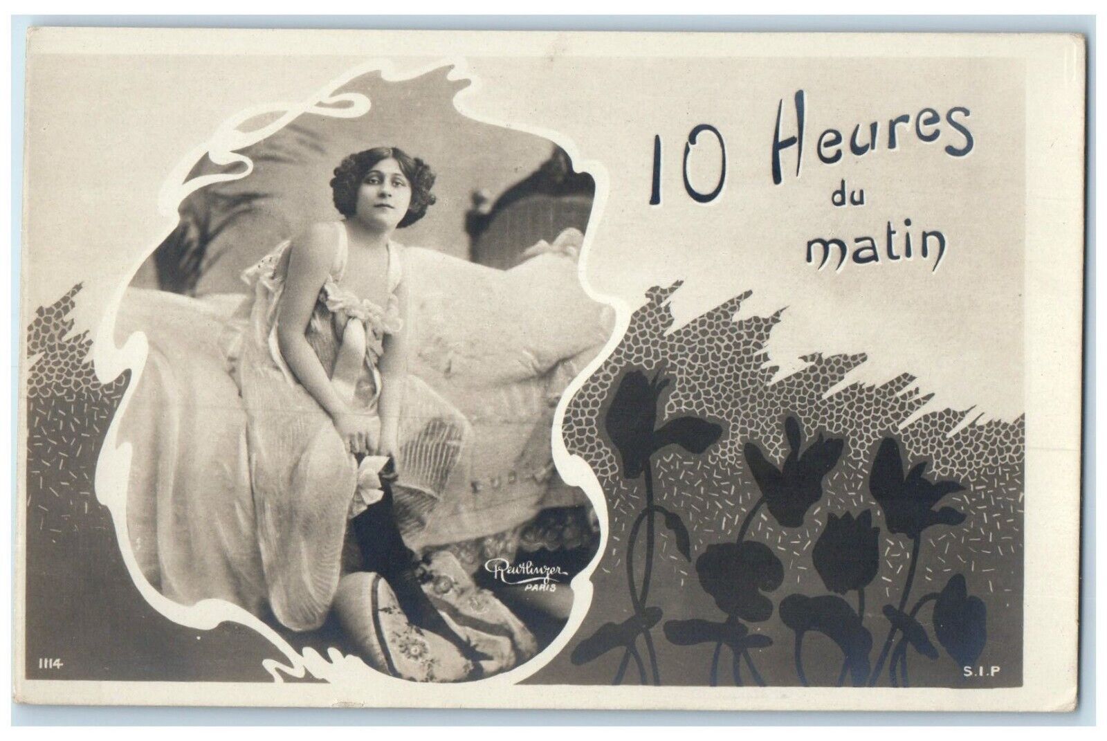 c1905 Pretty Lady Getting Ready 10 Am Risque France RPPC Photo Antique Postcard