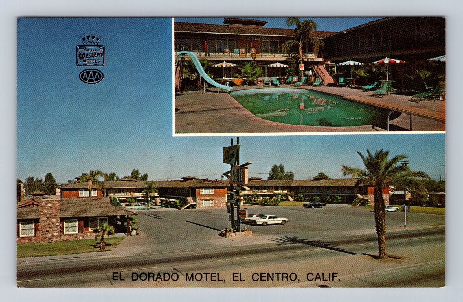 El Centro CA-California, El Dorado Motel, Pool, Advertising, Vintage Postcard