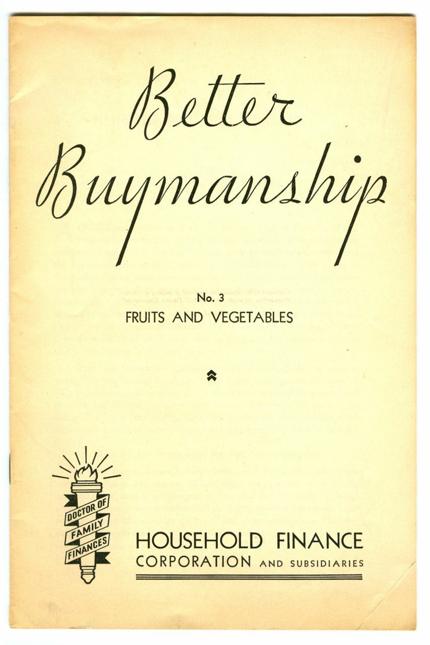 Rare 1937 BETTER BUYMANSHIP #3 Fruits & Vegetables Book Household Finance Corp.