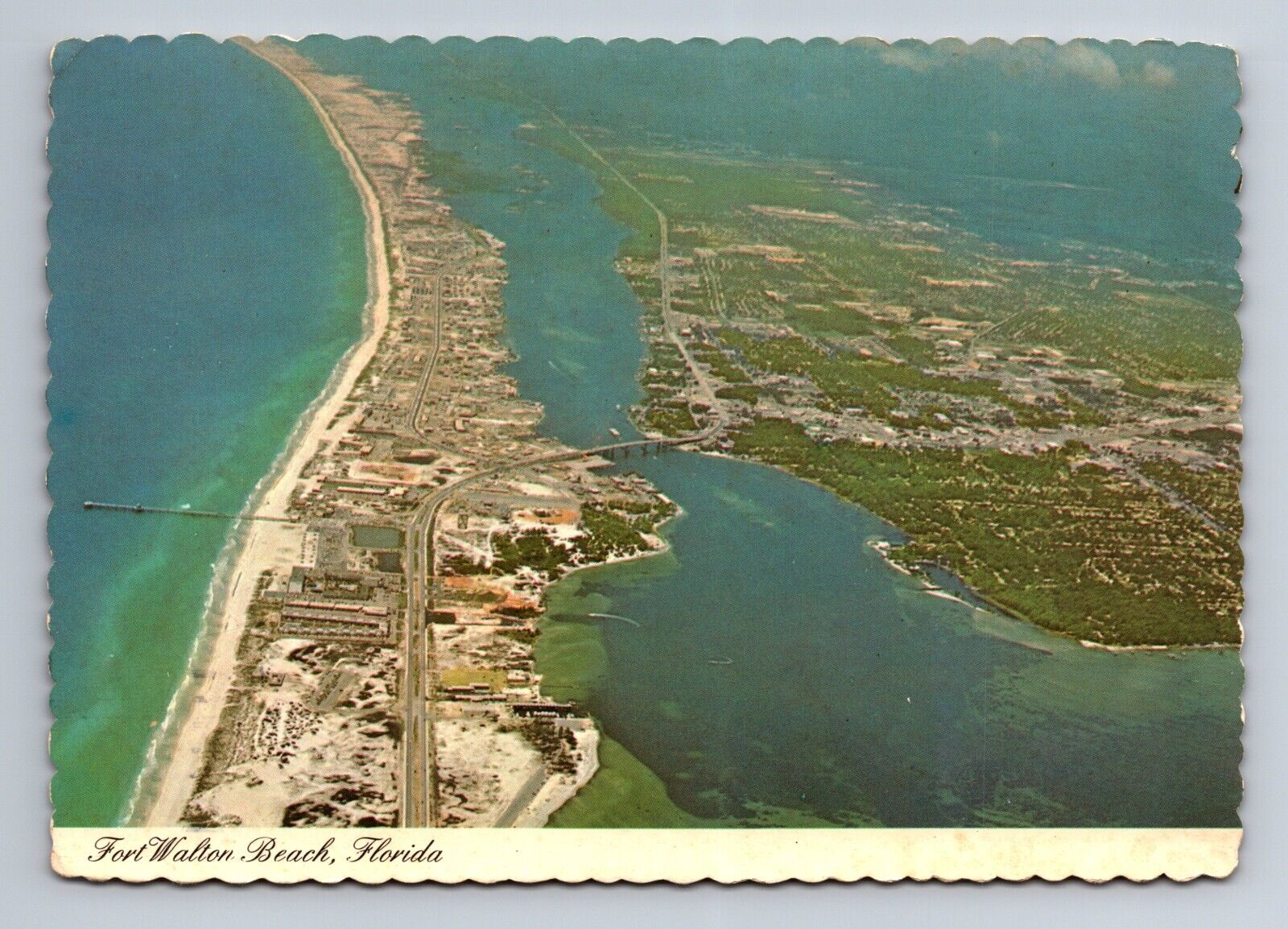 Fort Walton Beach Florida Aerial View Continental Postcard