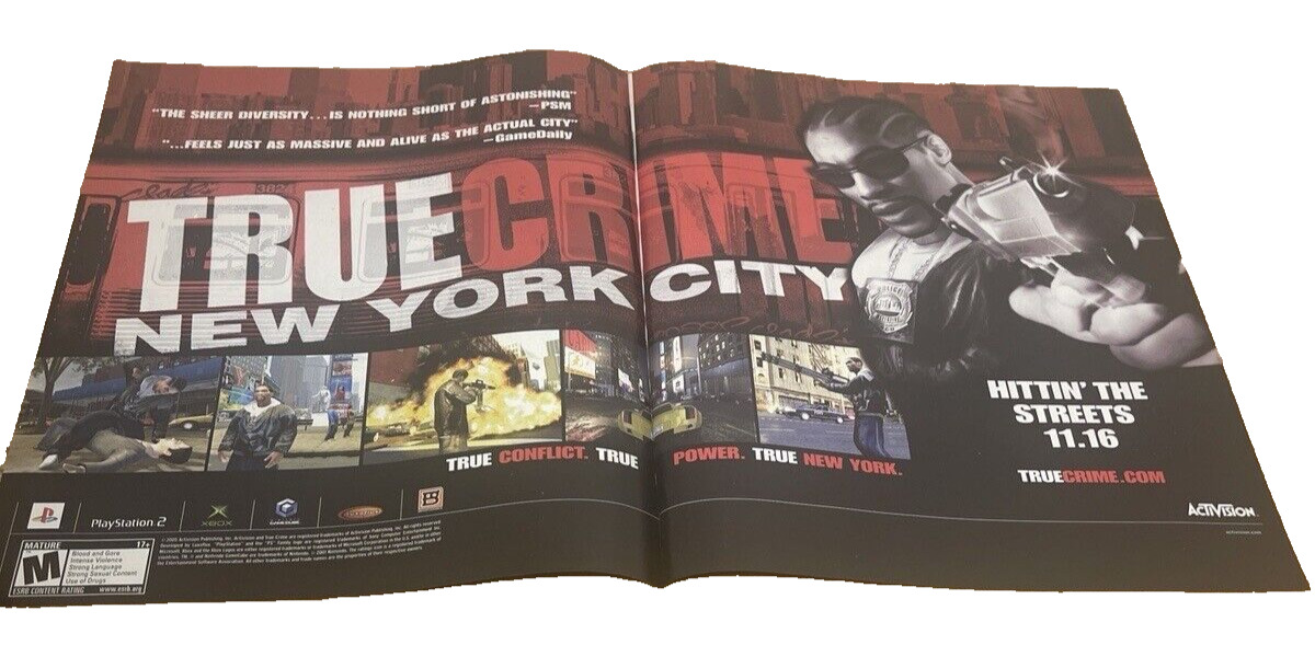 True Crime: New York City PS2 Xbox 2005 Double Page Magazine Print Ad