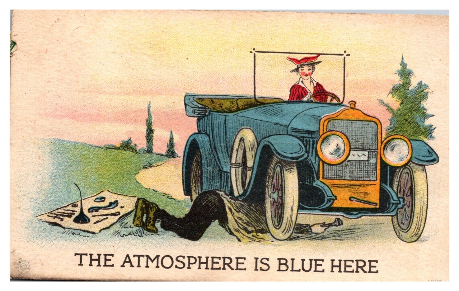 Vintage Car, Humor Postcard,  \