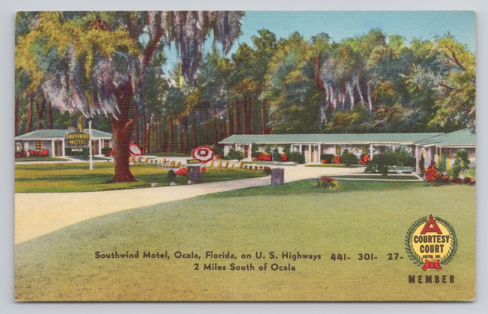 Postcard Southwind Motel Ocala Florida