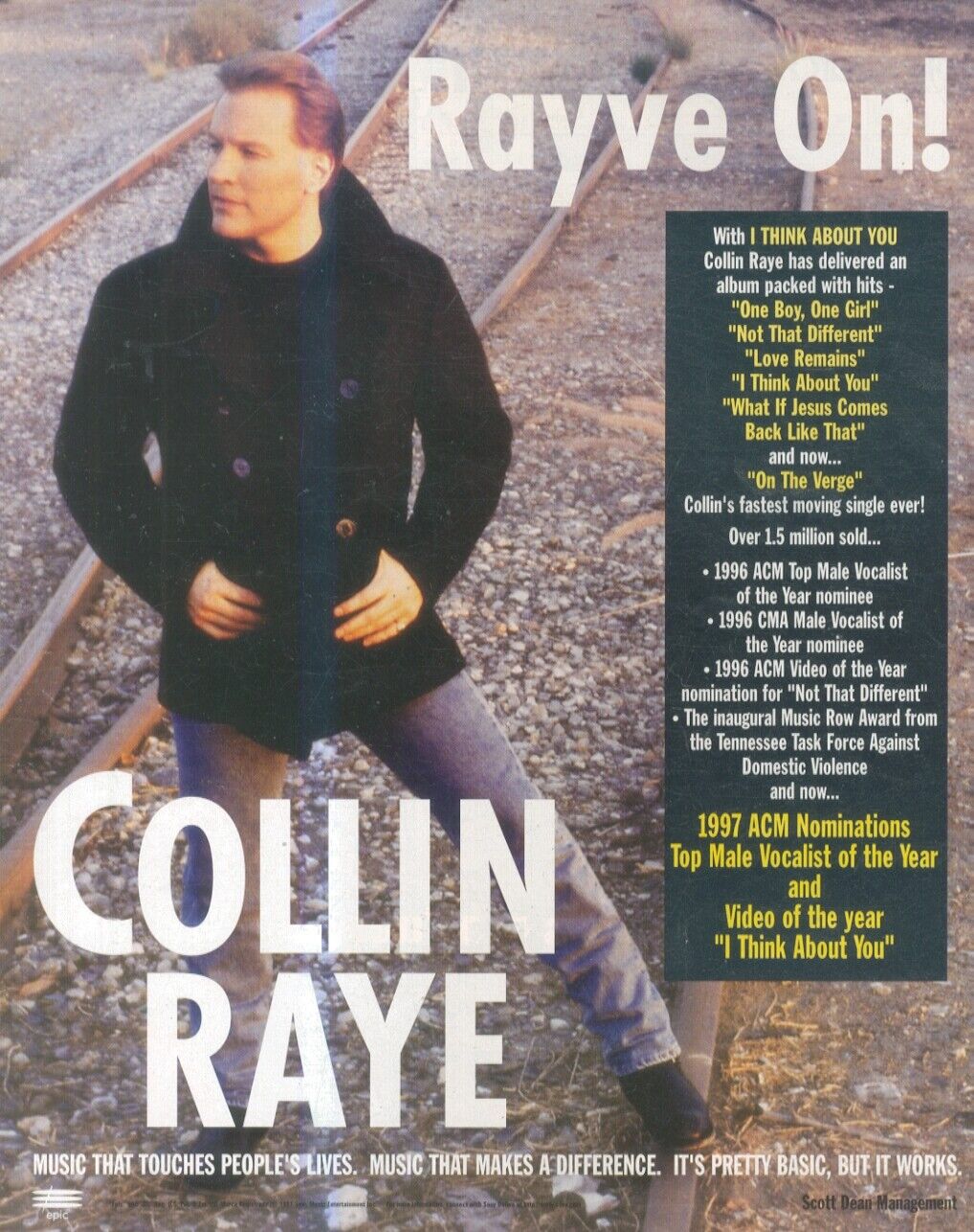 HFBK70 PICTURE/ADVERT 13x11 COLLIN RAYE : I THINK ABOUT YOU
