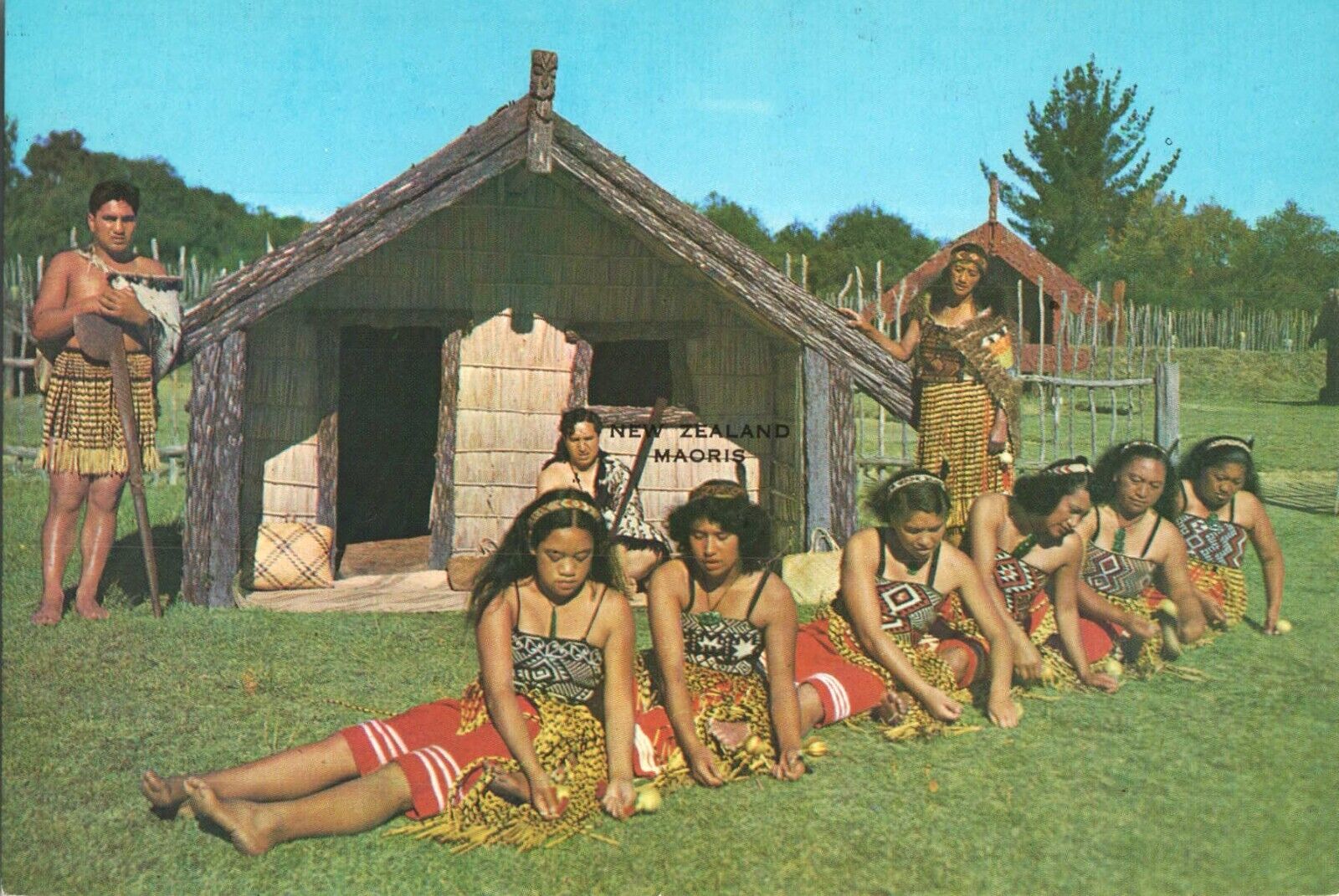 Maori Canoe Poi Dance New Zealand Vintage Postcard