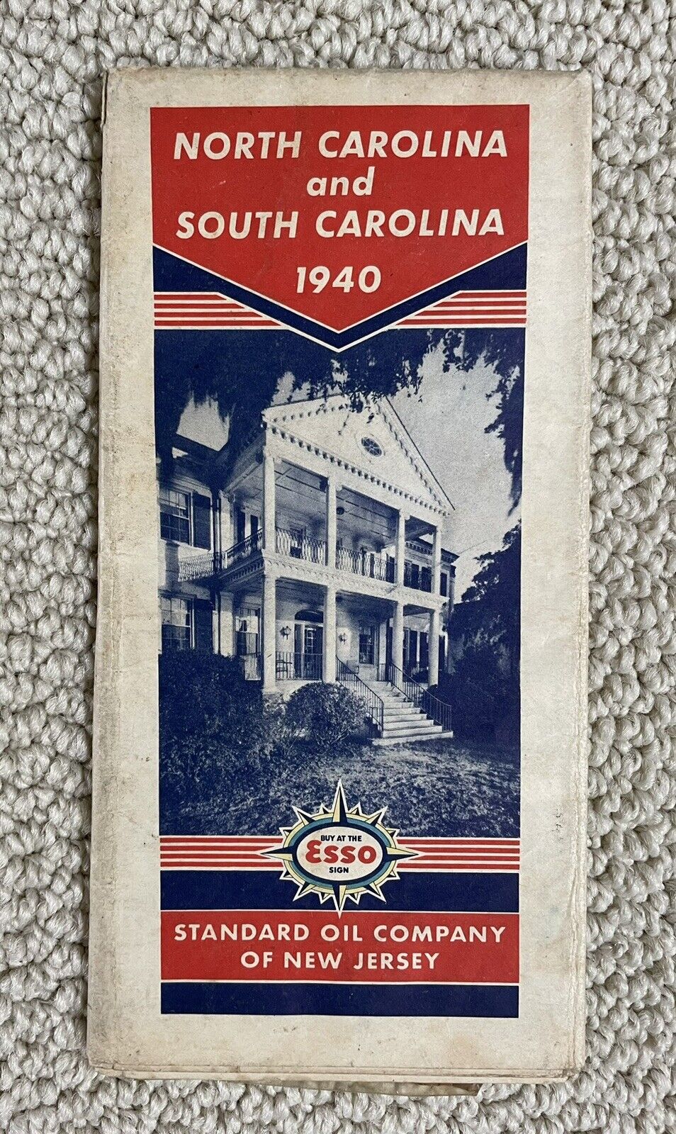 Vintage ESSO Gas & Oil Service Station Folding Road Map – CAROLINAS - NC SC 1940