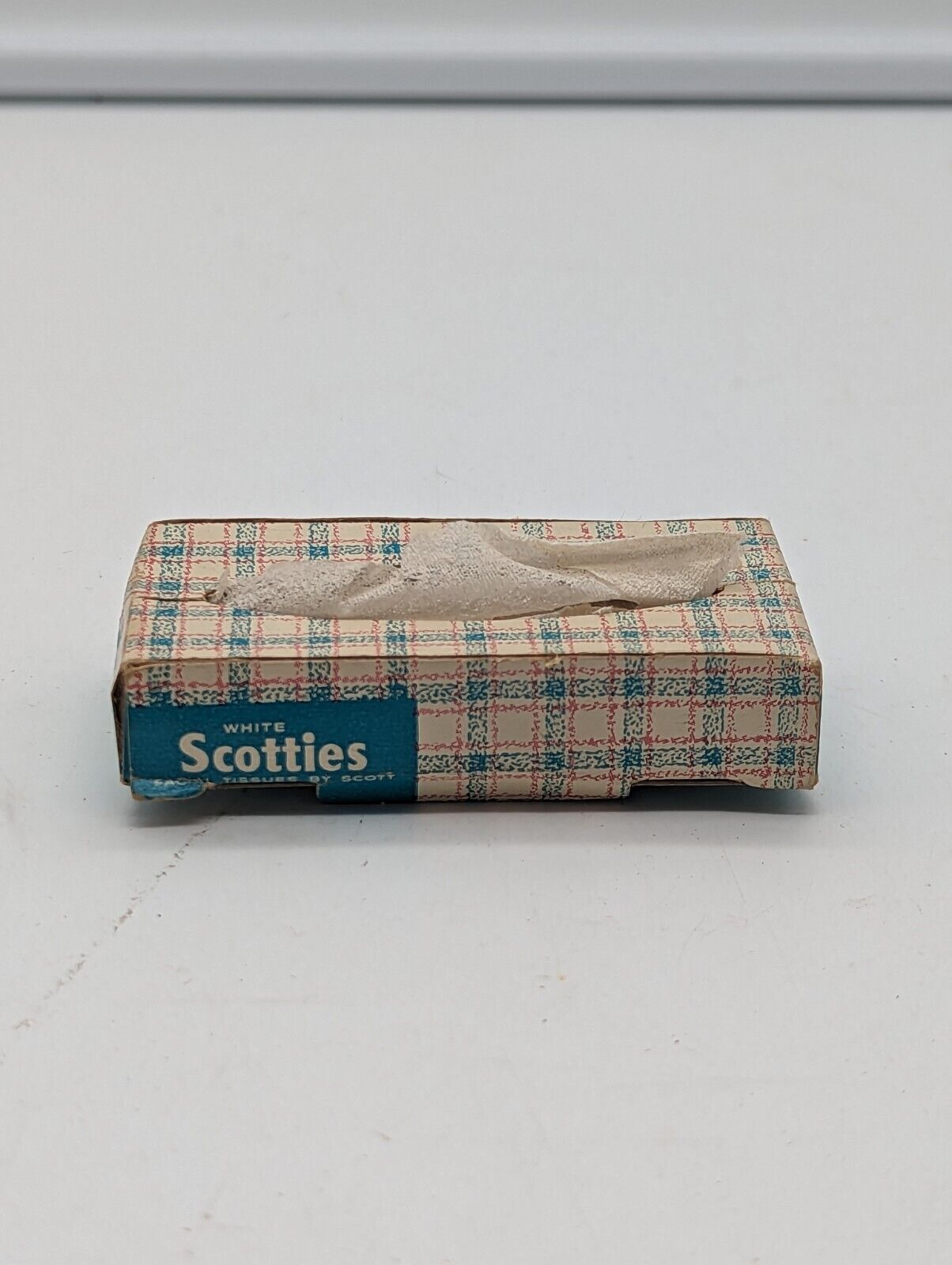 Vintage 1950s White SCOTTIES Tissues Dollhouse Size Sample Miniature Tissue Box