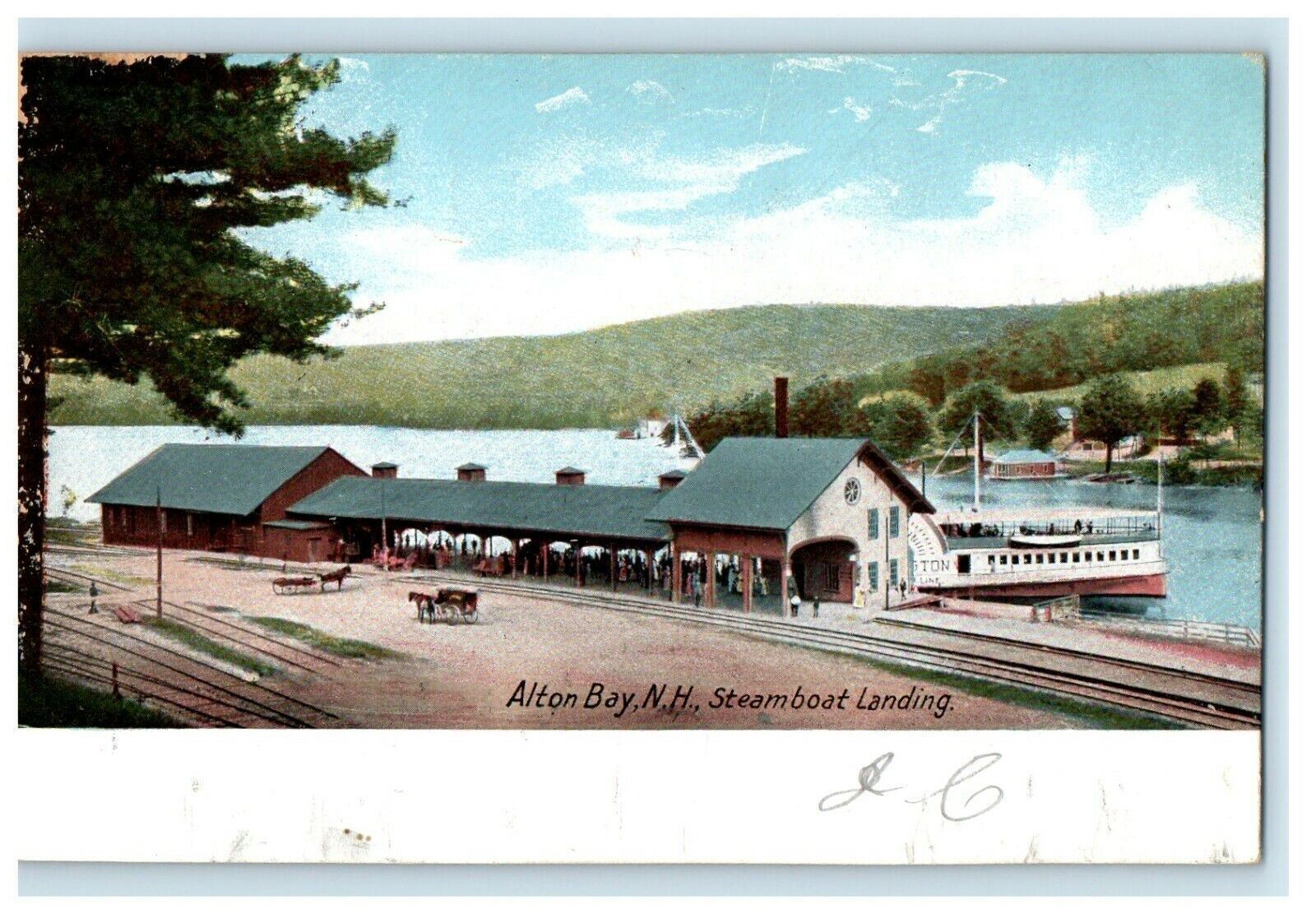 c1905 Steamboat Landing Alton Bay New Hampshire NH Antique Postcard