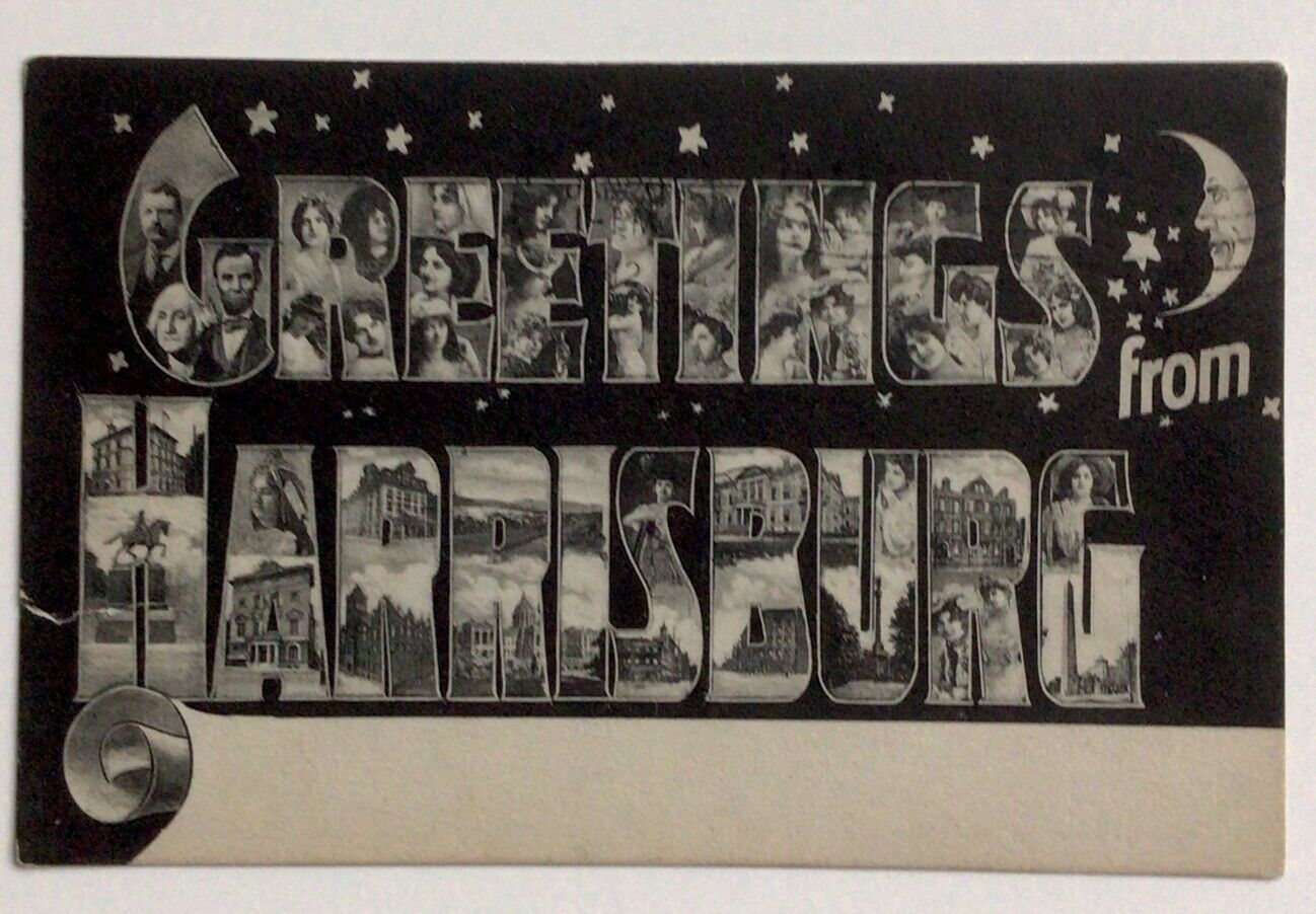 Greetings From Harrisburg Pennsylvania Large Letter Multiview 1912 Postcard