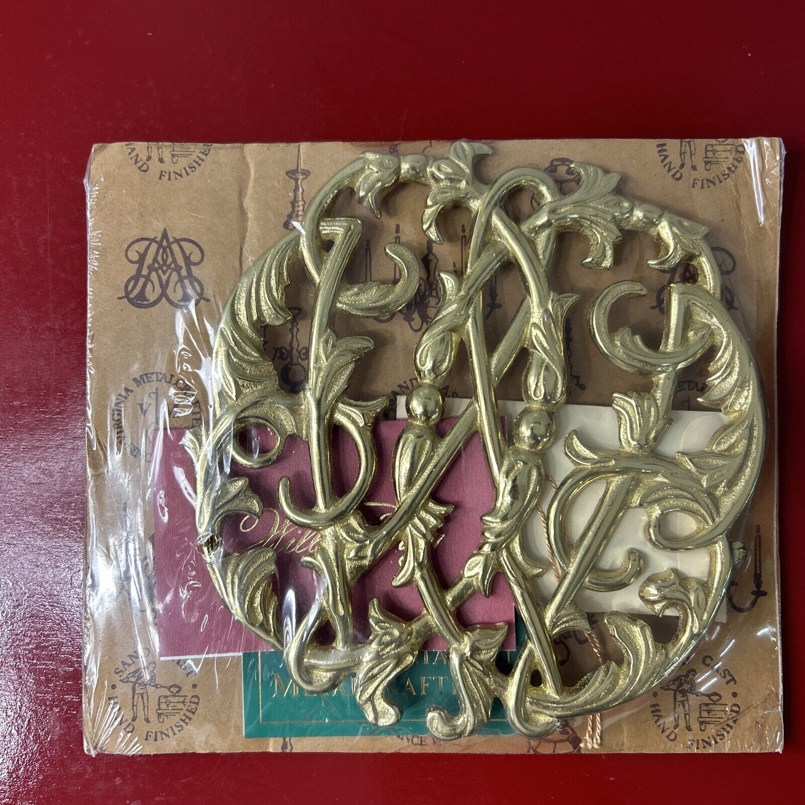 Virginia Metalcrafters Brass Trivet Sealed W/ Papers Sand Cast Hand Finished