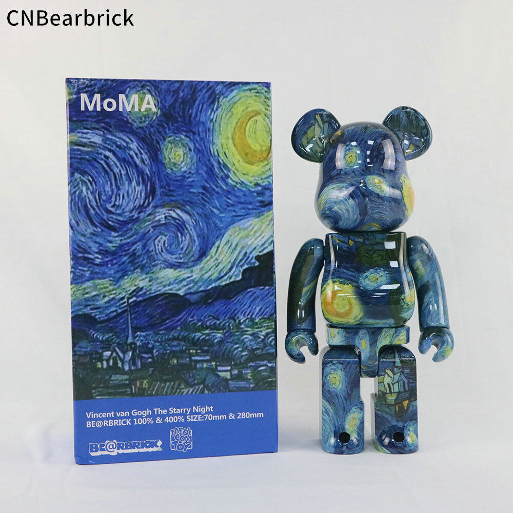 Bearbrick 400% 28cm Starry Night PVC Action Figures Blocks Bear Doll 
