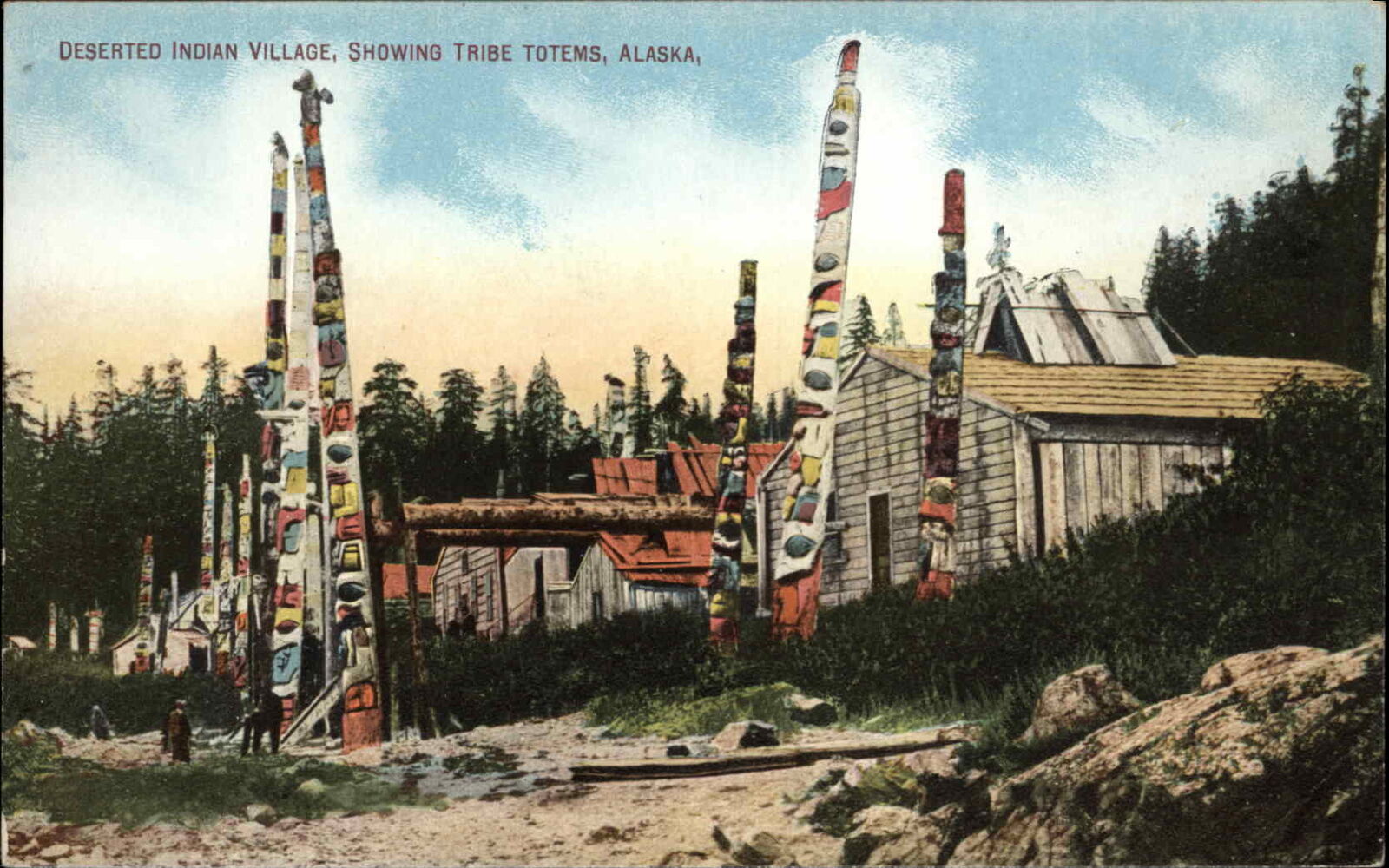 Alaska Totem Poles Deserted Indian Village c1910 Unused Postcard