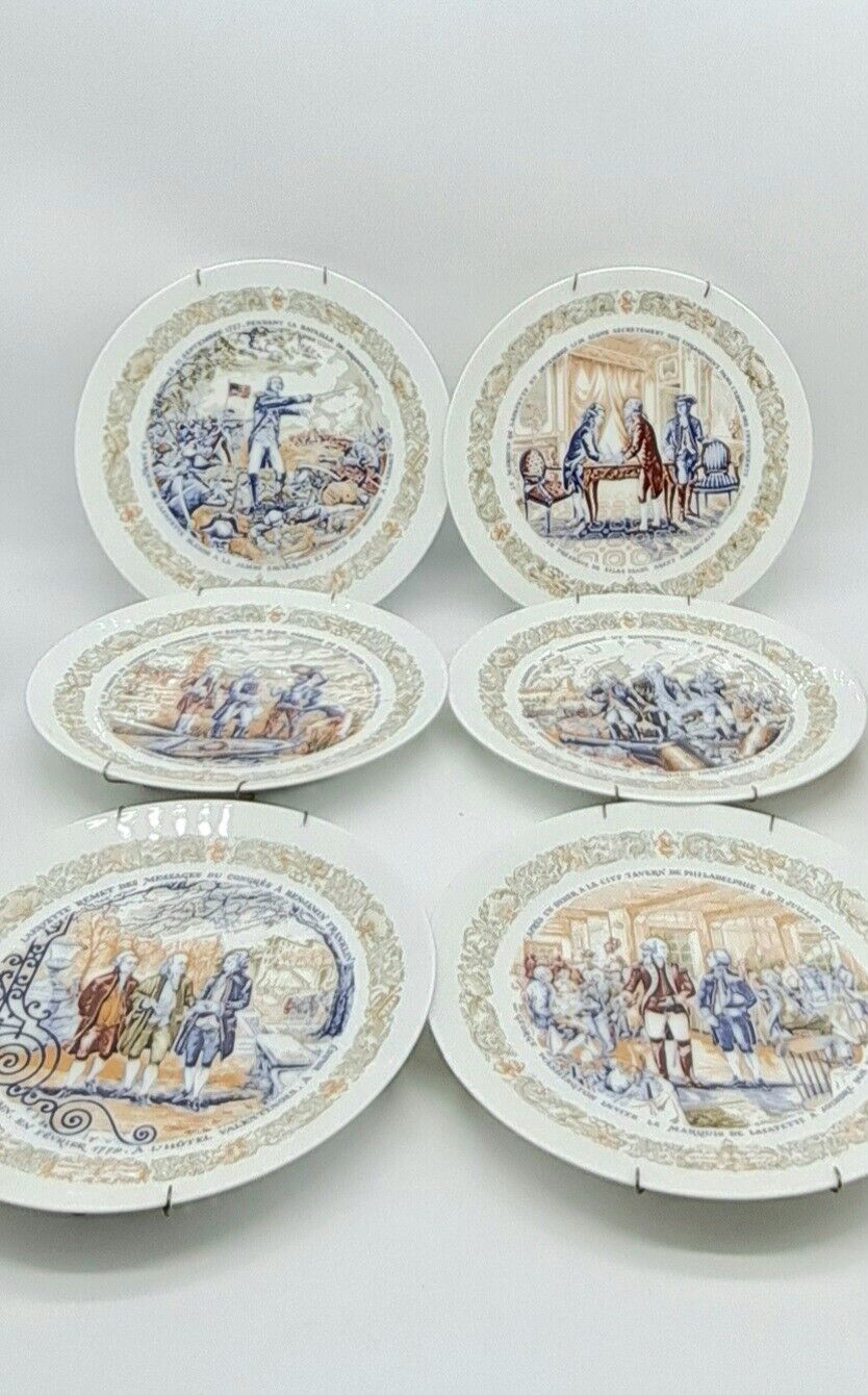 Vintage Set Of 6 D'Arceau Limoges Decorative Plates