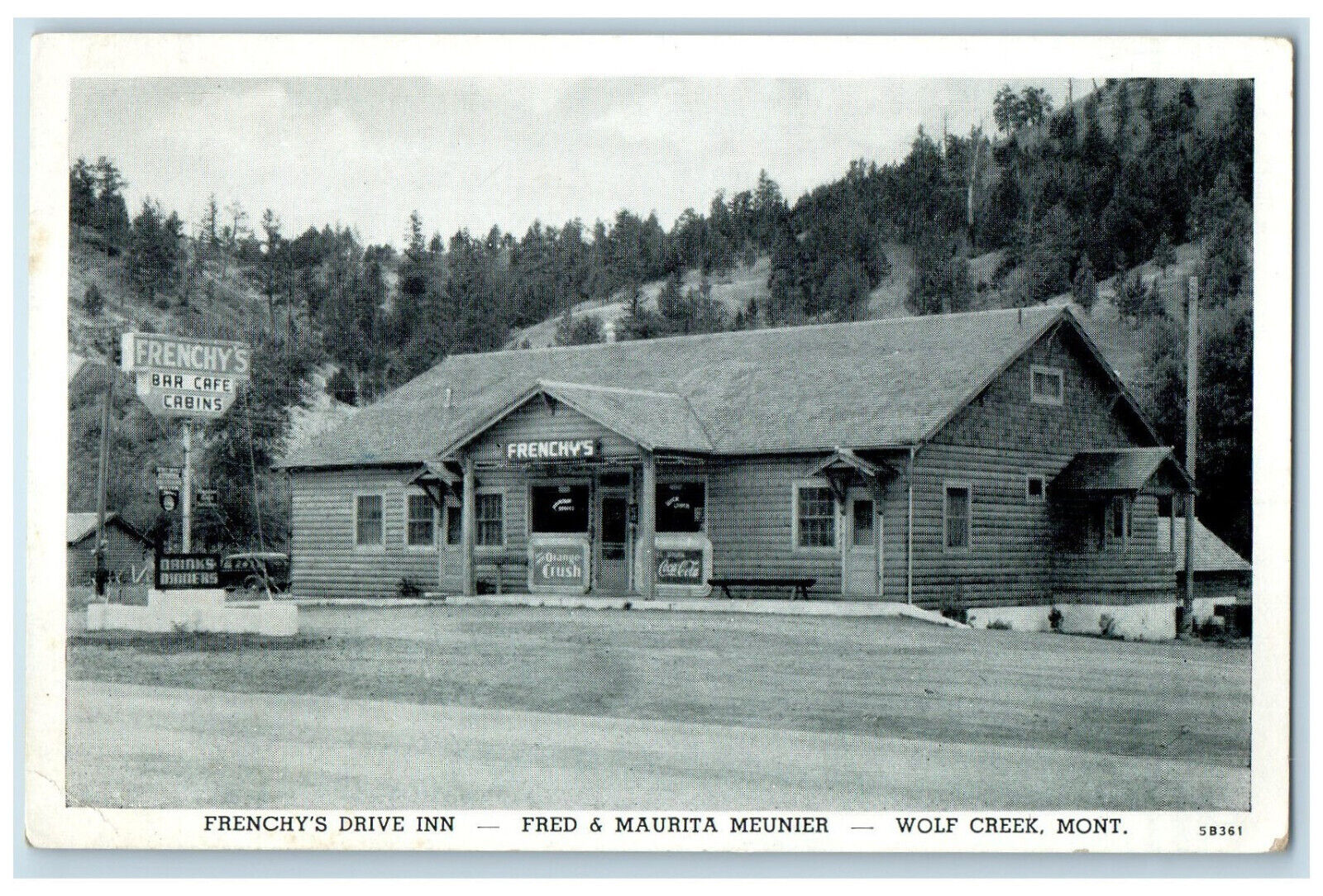c1940\'s Frenchy\'s Drive Inn Wolf Creek Montana MT Unposted Vintage Postcard