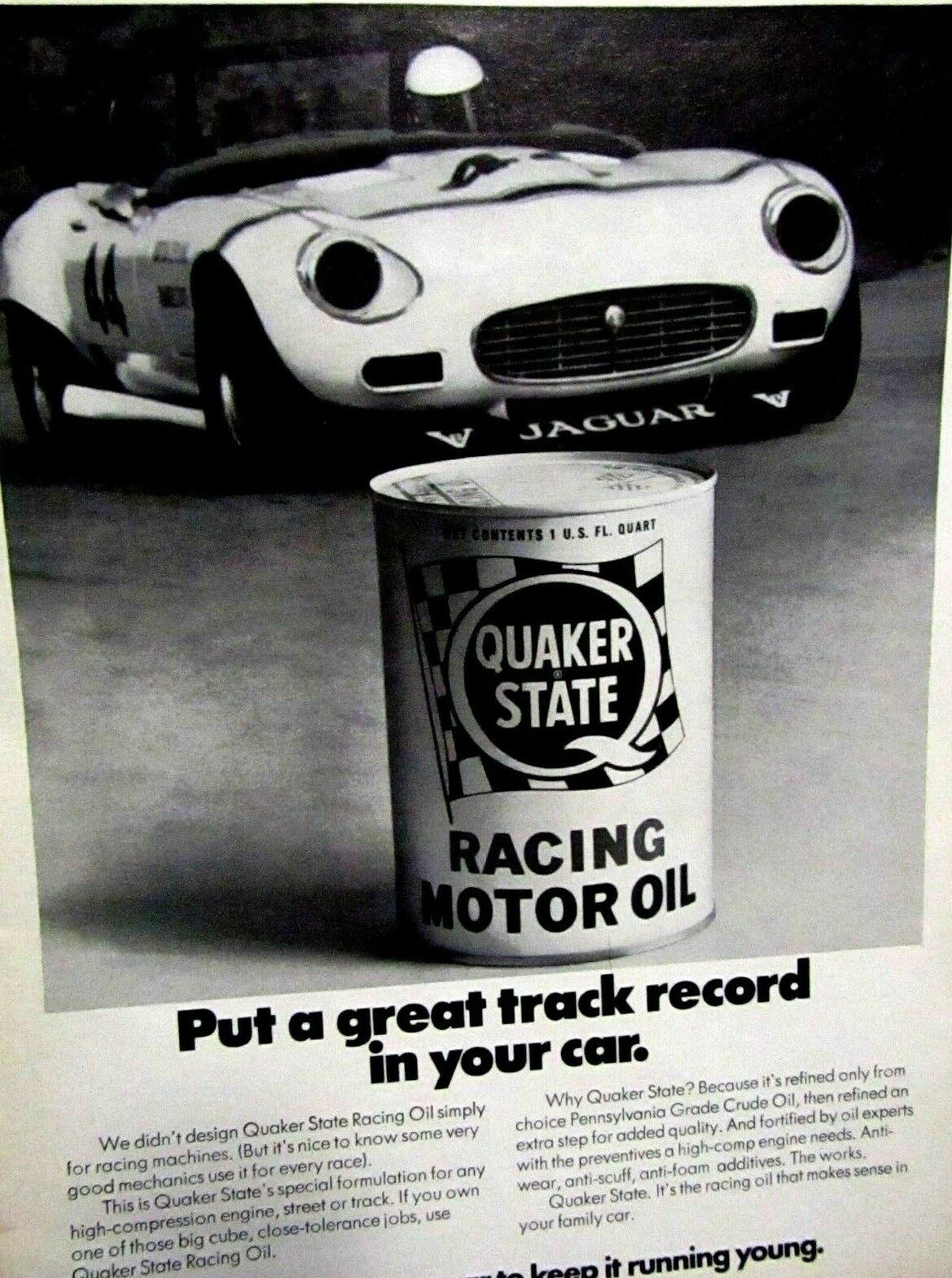 1976 Quaker State Racing Oil Vintage Jaguar Original Print Ad-8.5 x 11\
