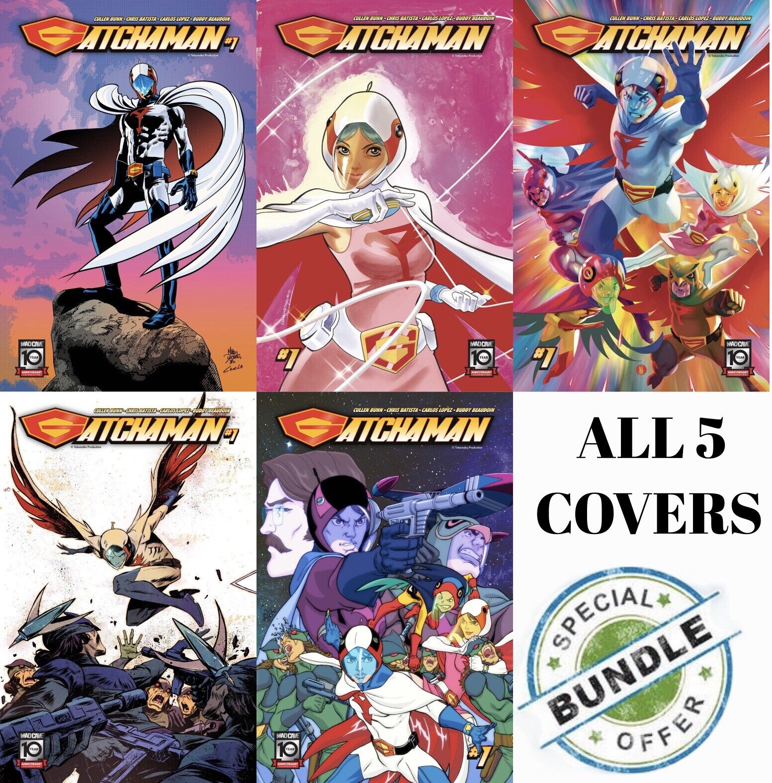 Gatchaman #1 All 5 Covers 1:20/1:10/A/B/C