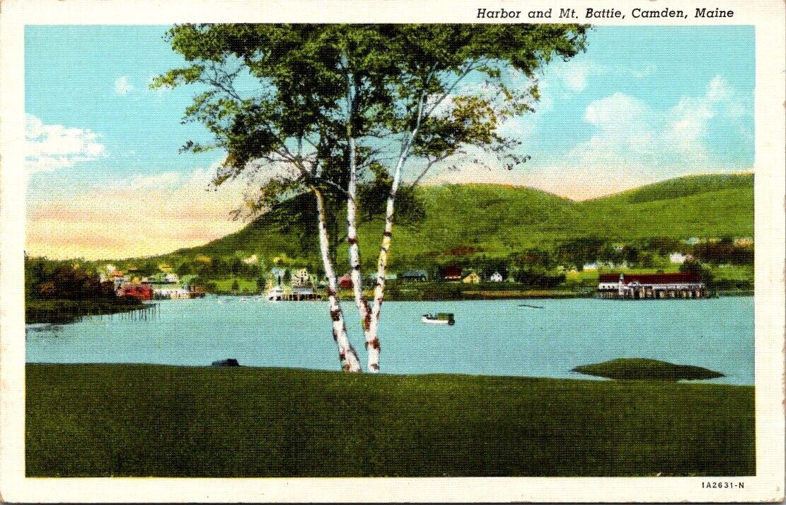 Harbor and Mt. Battie, Camden, Maine. Postcard. B7.