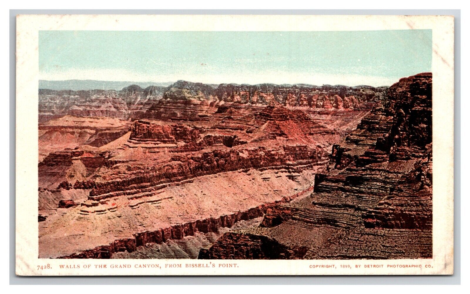 Postcard Arizona Walls of Grand Canyon from Bissell\'s Point copyright 1899