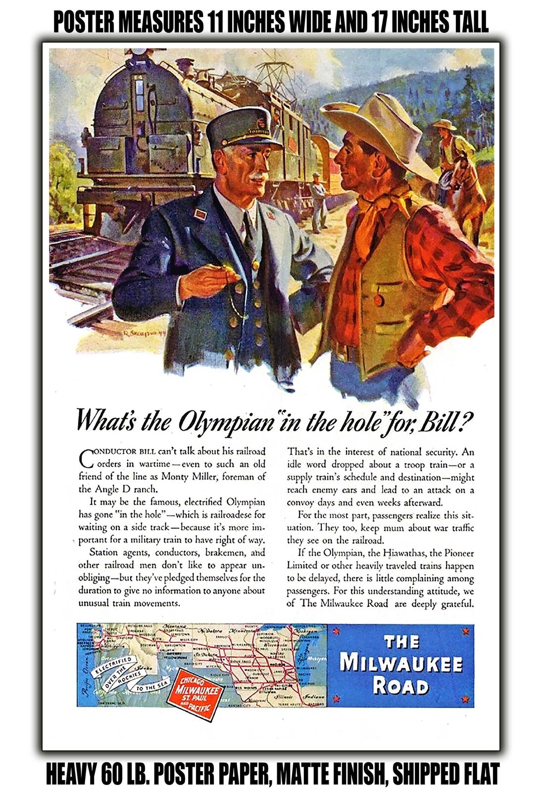 11x17 POSTER - 1944 What\'s the Olympian in the Hole for Bill the Milwaukee Road