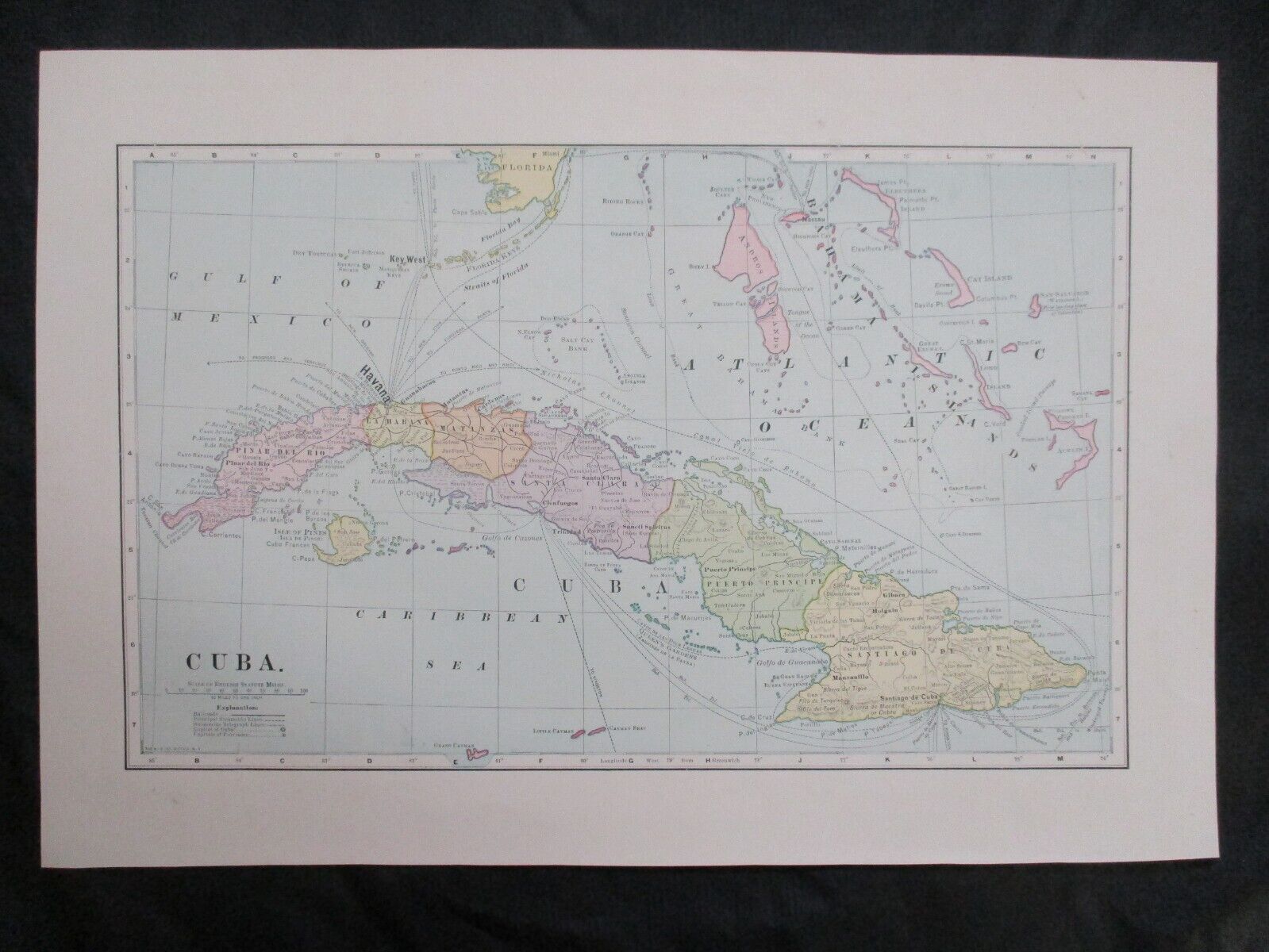 1899 Cuba Lithograph Map Print - I HAVE OTHER CUBA MAPS - I COMBINE SHIPPING