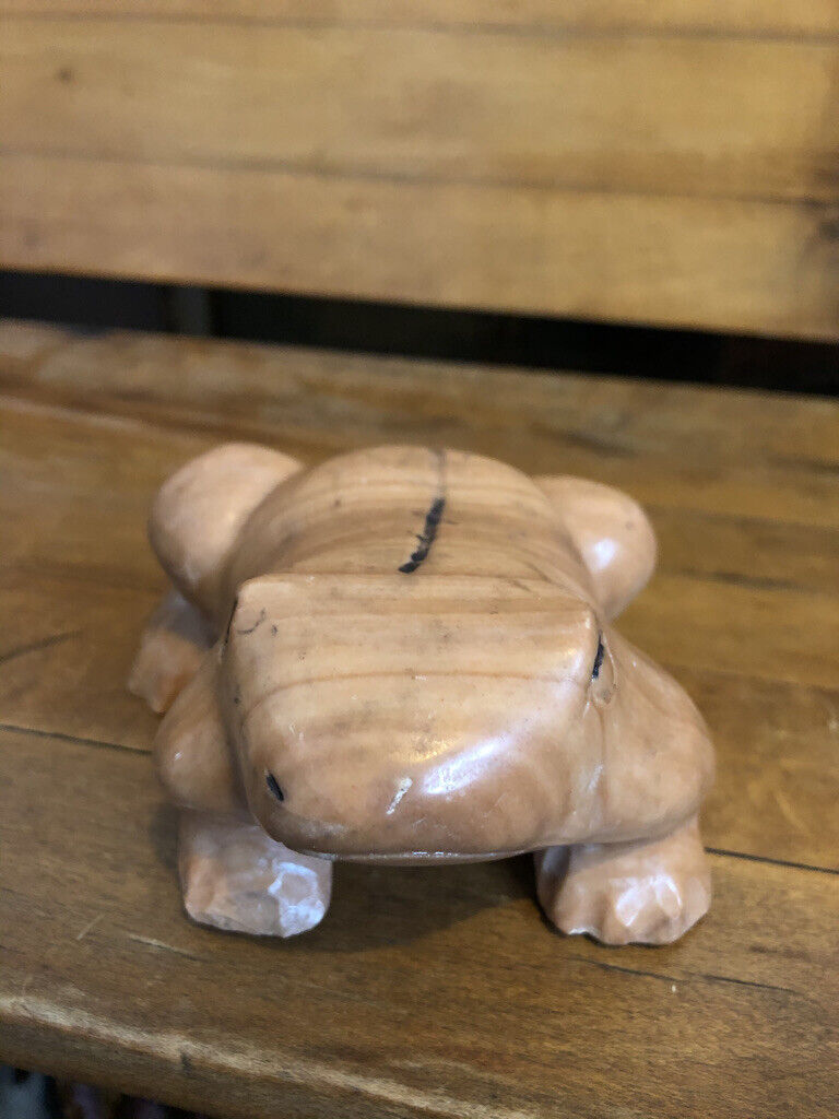 Solid stone carved frog. Heavy and hard stone