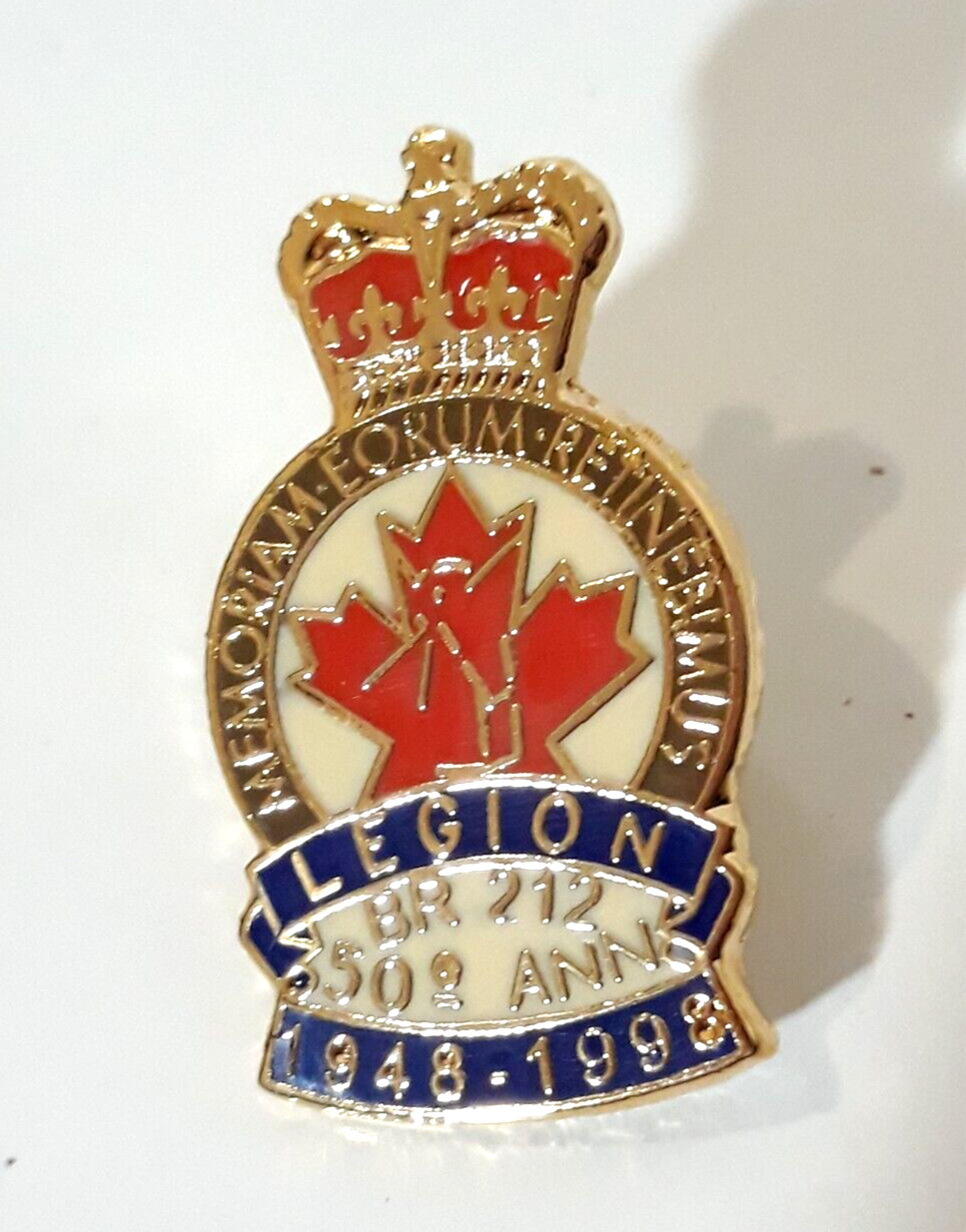 Royal Canadian Legion Enamel Lapel Pin 50th Anniversary BR 212 Vtg 1948-1998 NOS