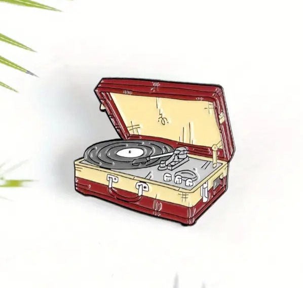 Vintage-style TurnTable Enamel Pin Handcrafted DJ Set up with Timeless Design