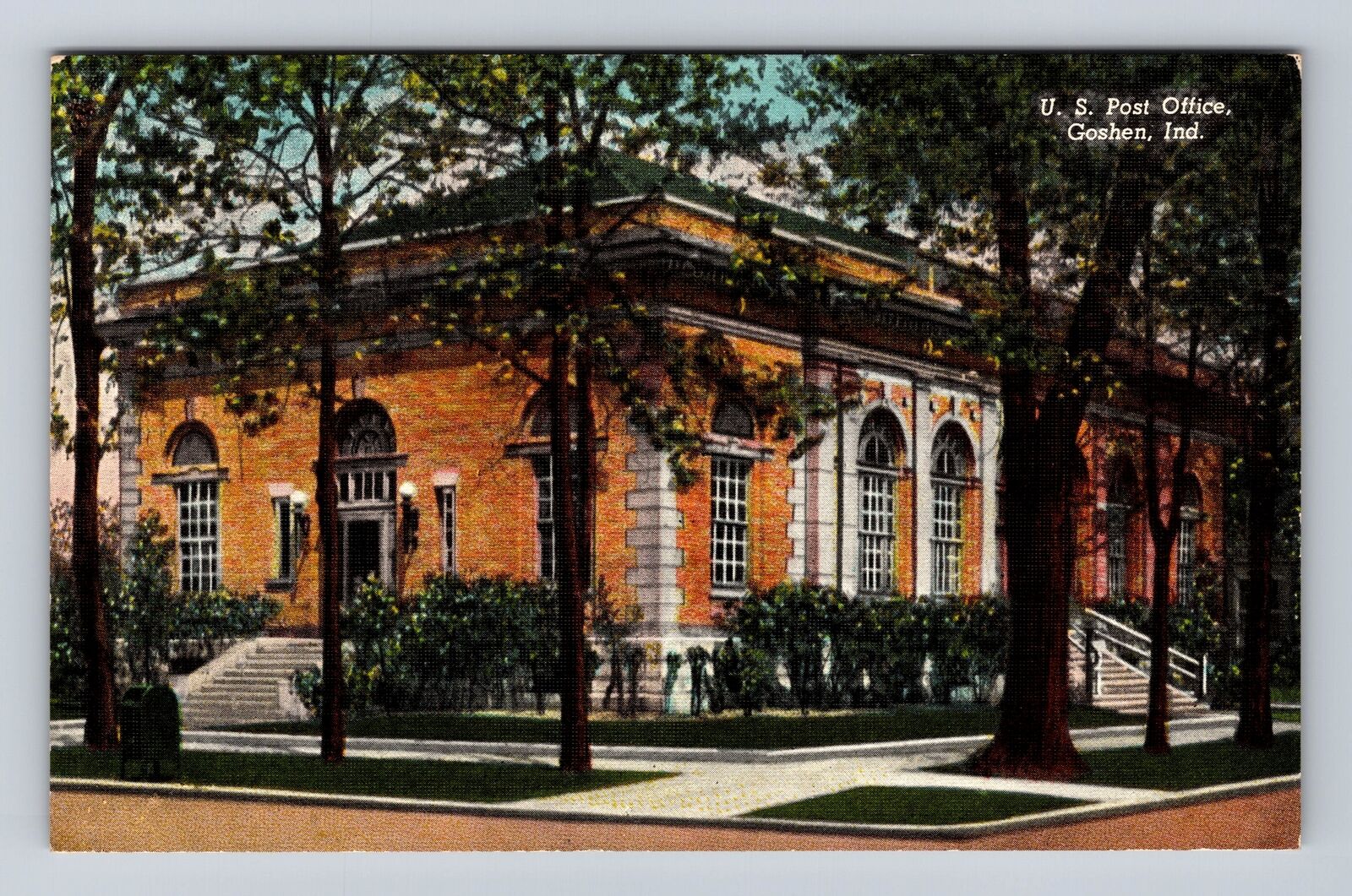 Goshen IN-Indiana, US Post Office, Antique, Vintage Souvenir Postcard