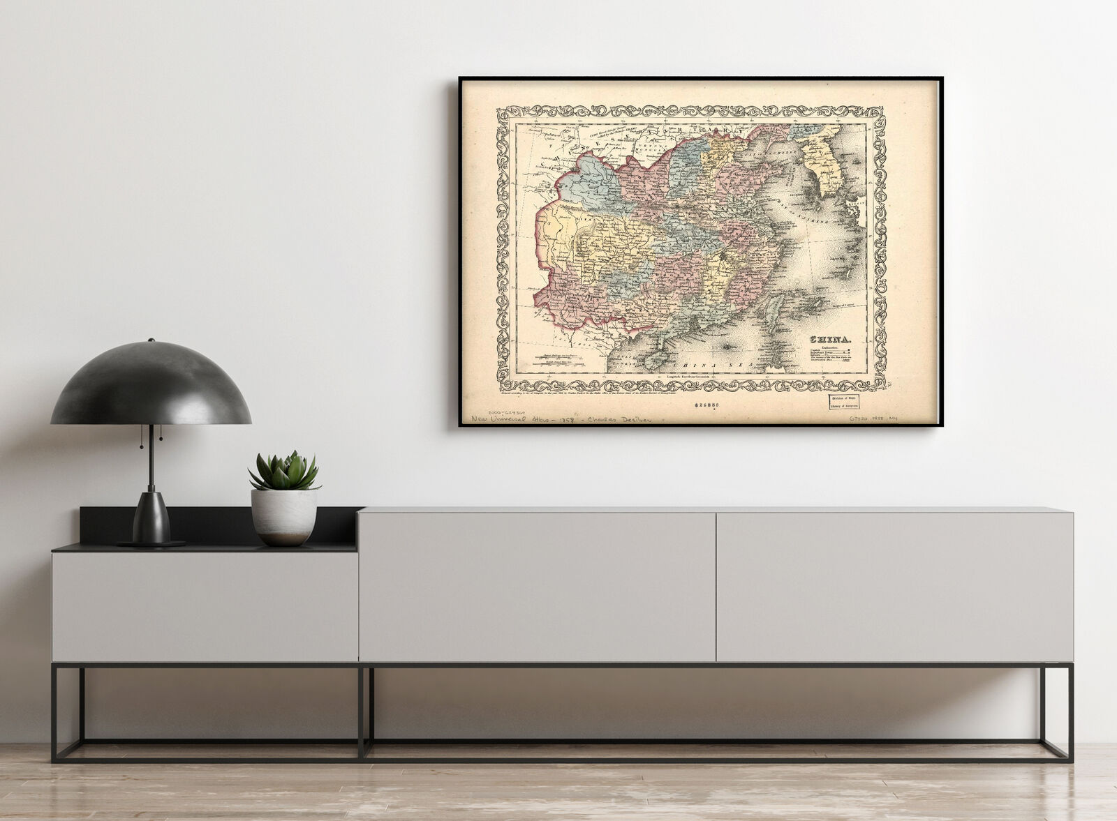 1858 Map| China| China Map Size: 18 inches x 24 inches |Fits 18x24 size frame (o