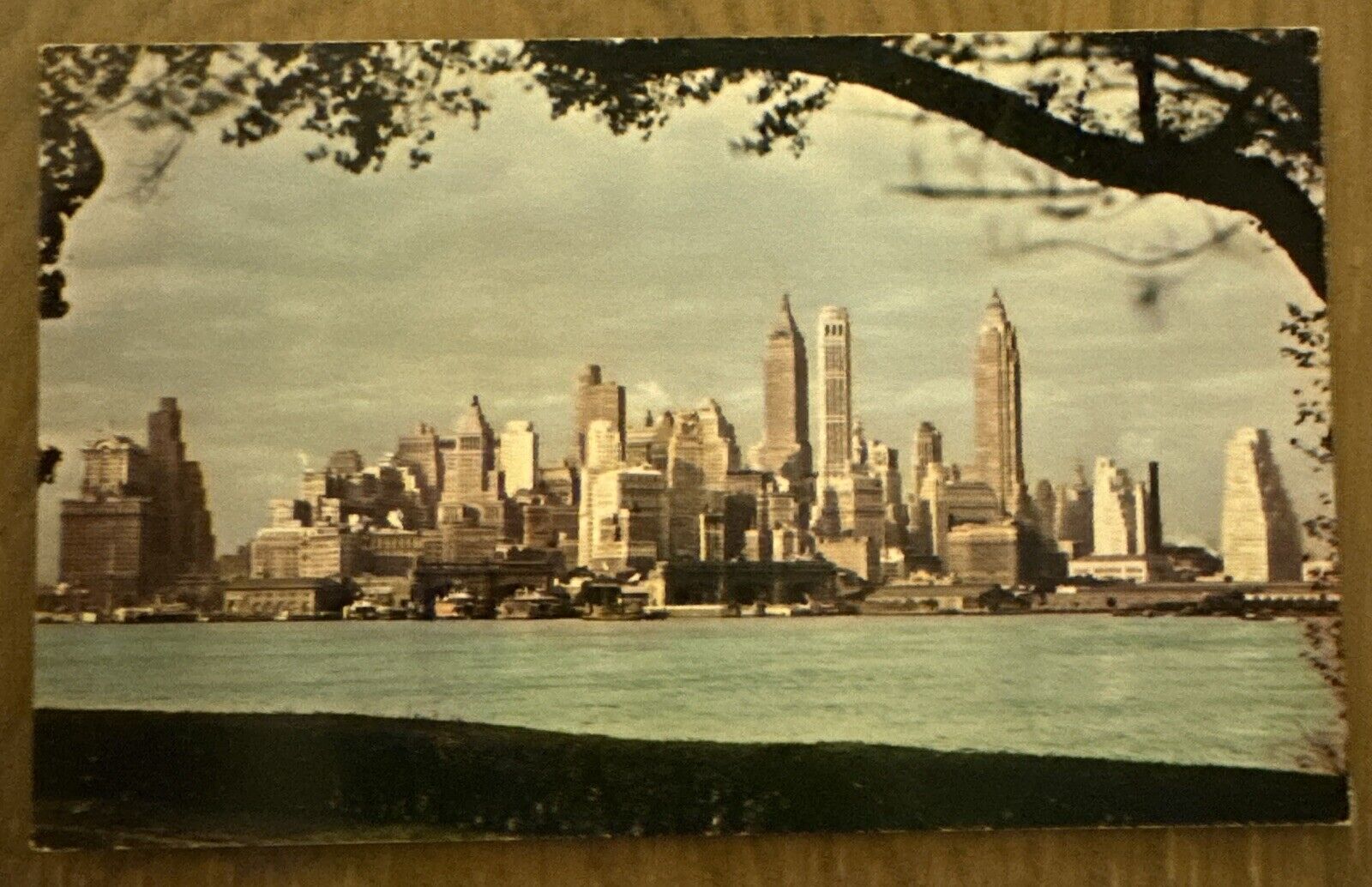 1950s Panoramic View of the Lower Manhattan Skyline, Governor’s Island, NYC, NY