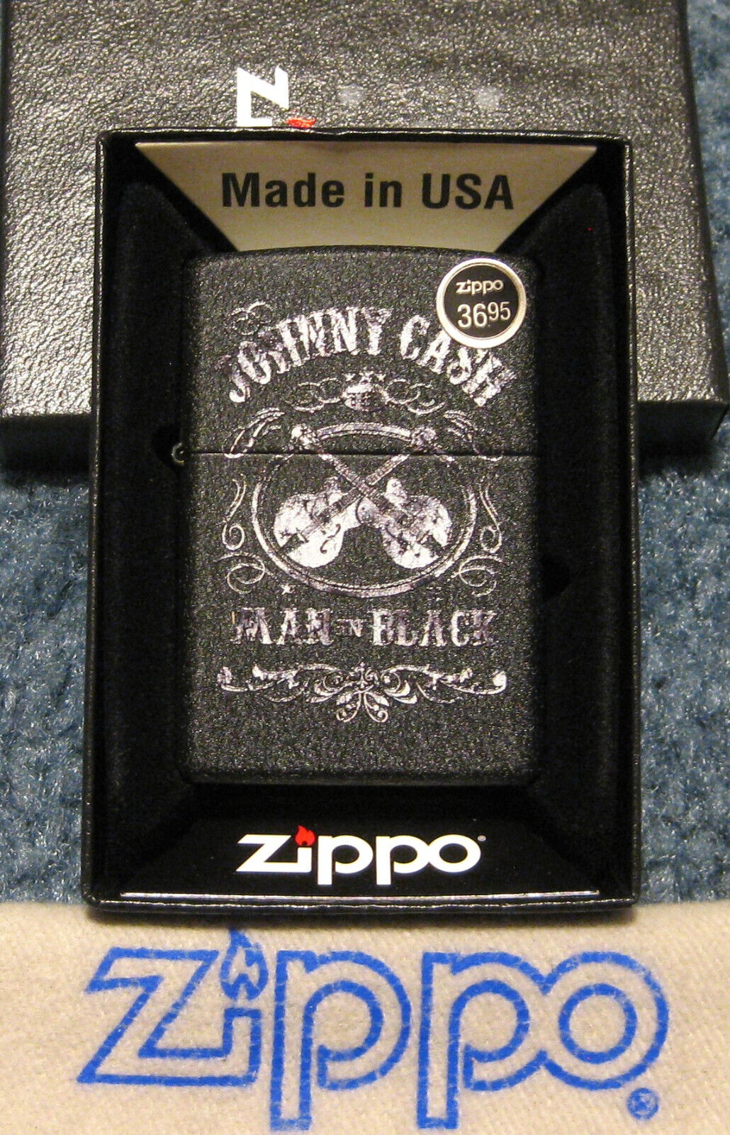 ZIPPO  JOHNNY CASH Lighter THE MAN in BLACK Mint 48989 NEW Sealed DISTRESSED