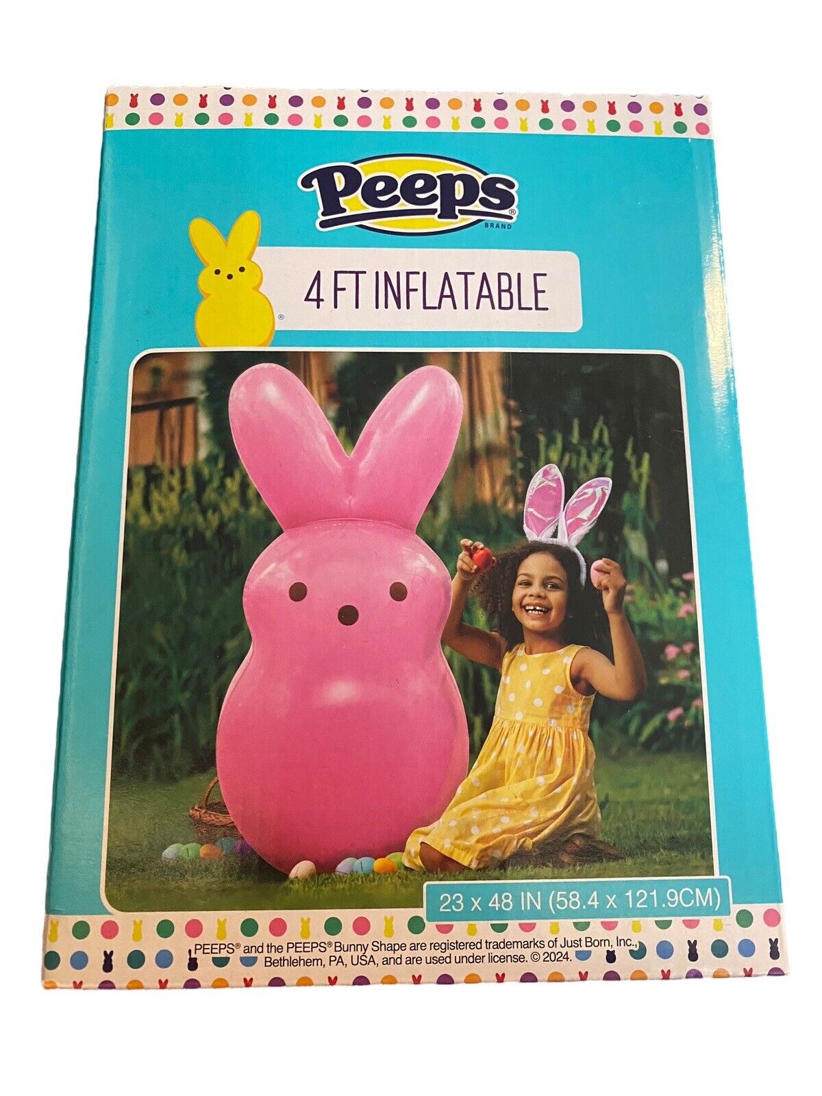 PEEPS Pink Bunny Inflatable 4\' Tall Easter Holiday Home Decor Inside & Outside