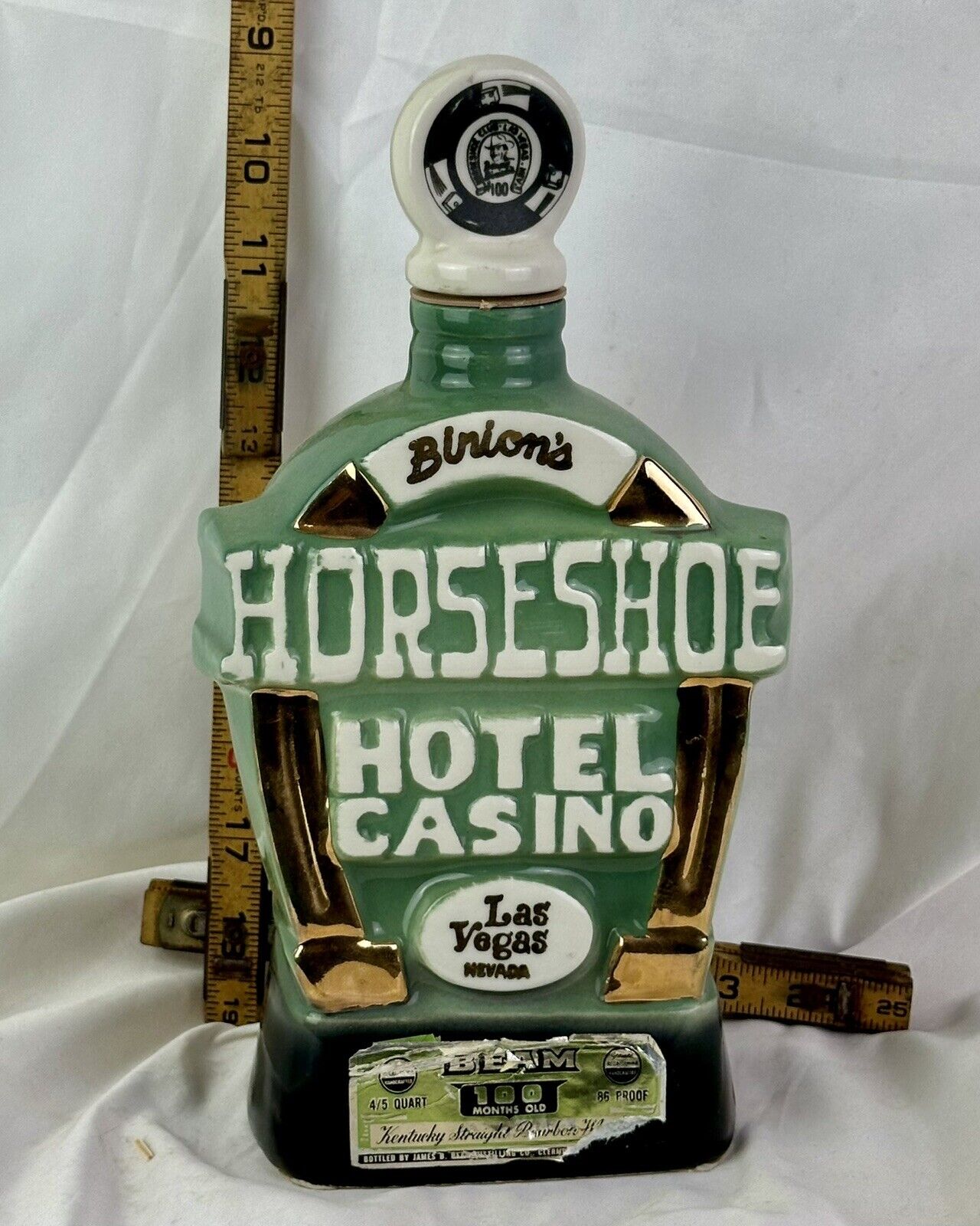 Binion's Horseshoe Las Vegas Liquor Decanter Jim Beam Regal China Binions Casino