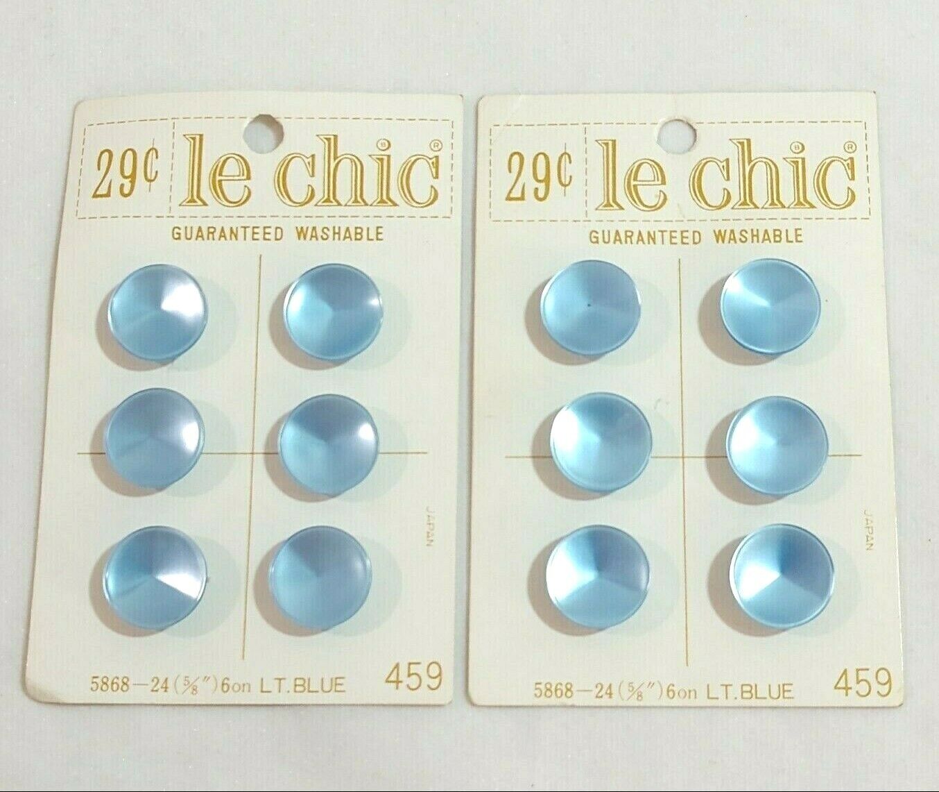 Vintage NOS Le Chic Light Blue Buttons 5868-24 5/8\