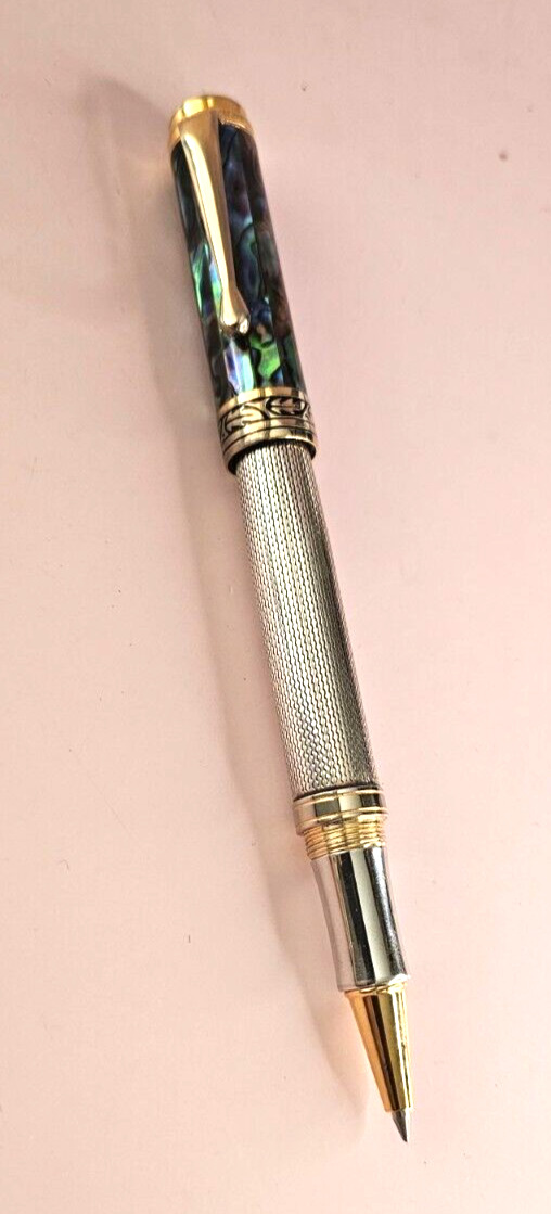 Xezo Maestro 925 Sterling Silver & Abalone Rollerball Pen w/ Gold LE, Serial