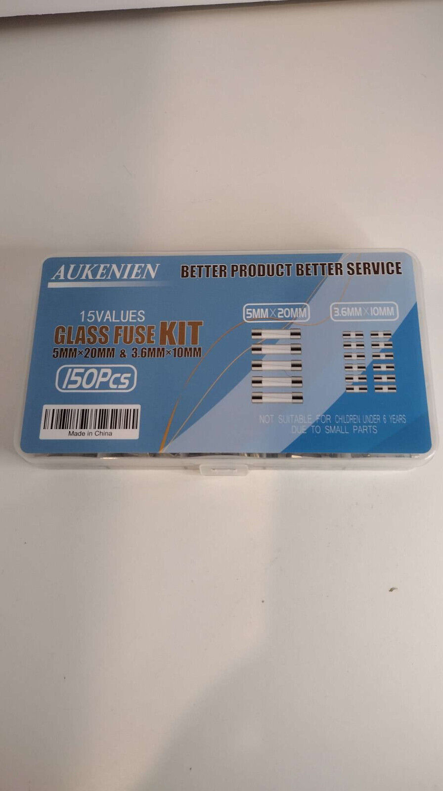 AUKENIEN Fast Blow Glass Fuses Kit 15 Values 150 pc 5x20mm ,3 8 10 12 15 +20 AMP