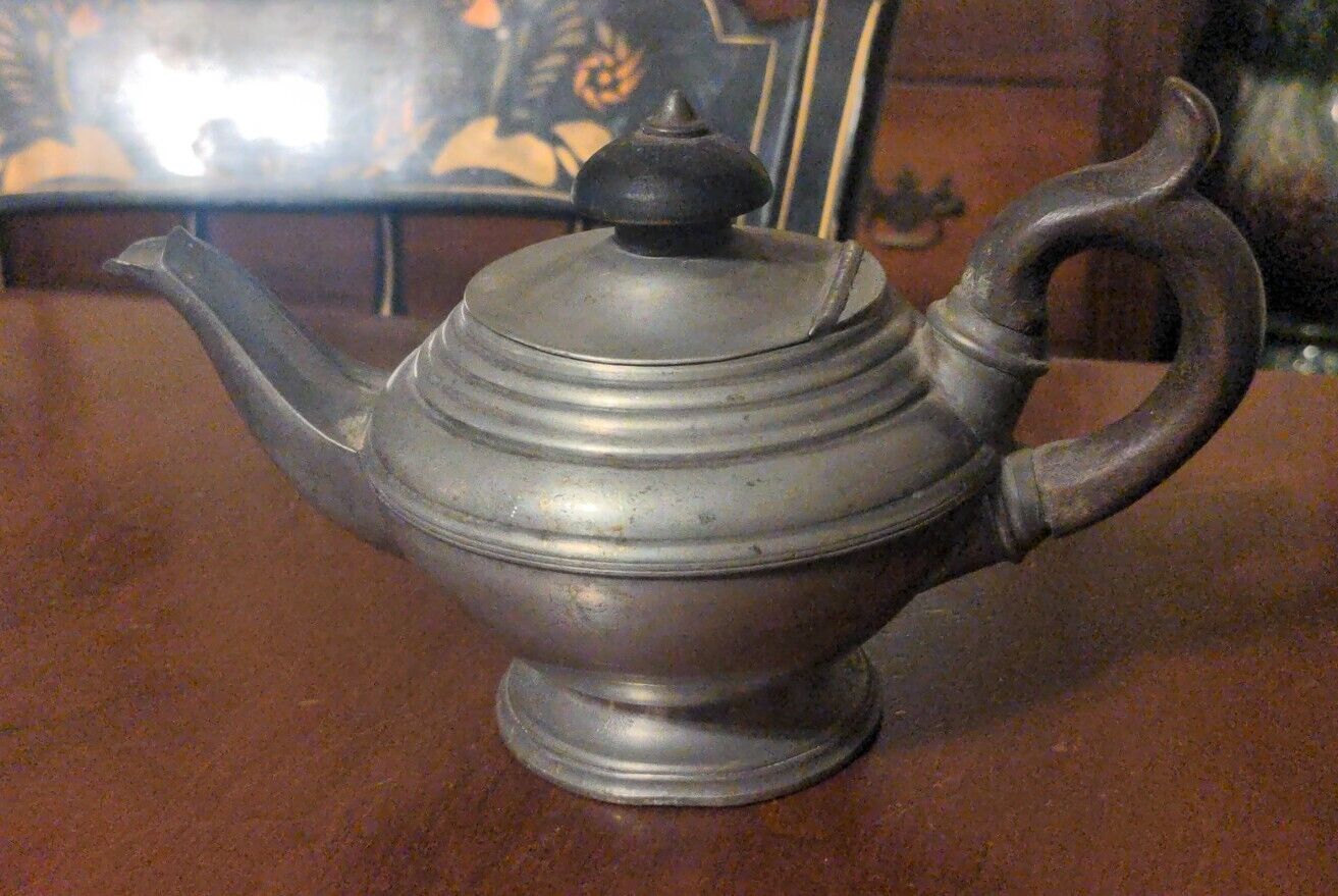 R F Sturges Antique English Pewter Small Teapot 19th Century