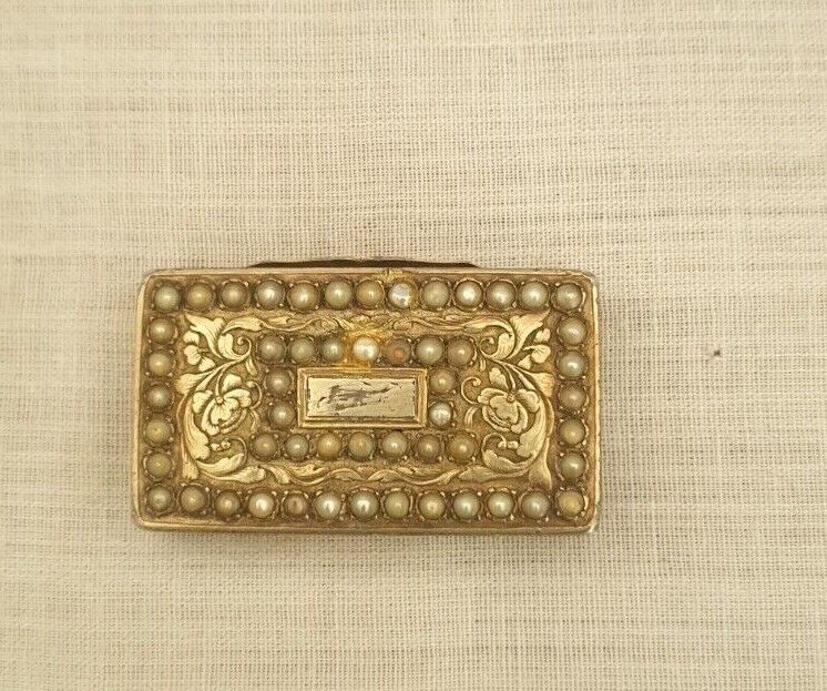 Antique Tobacco Box Gold Gilded Chinese Snuff Box Christmas Gift / Wedding Gifts