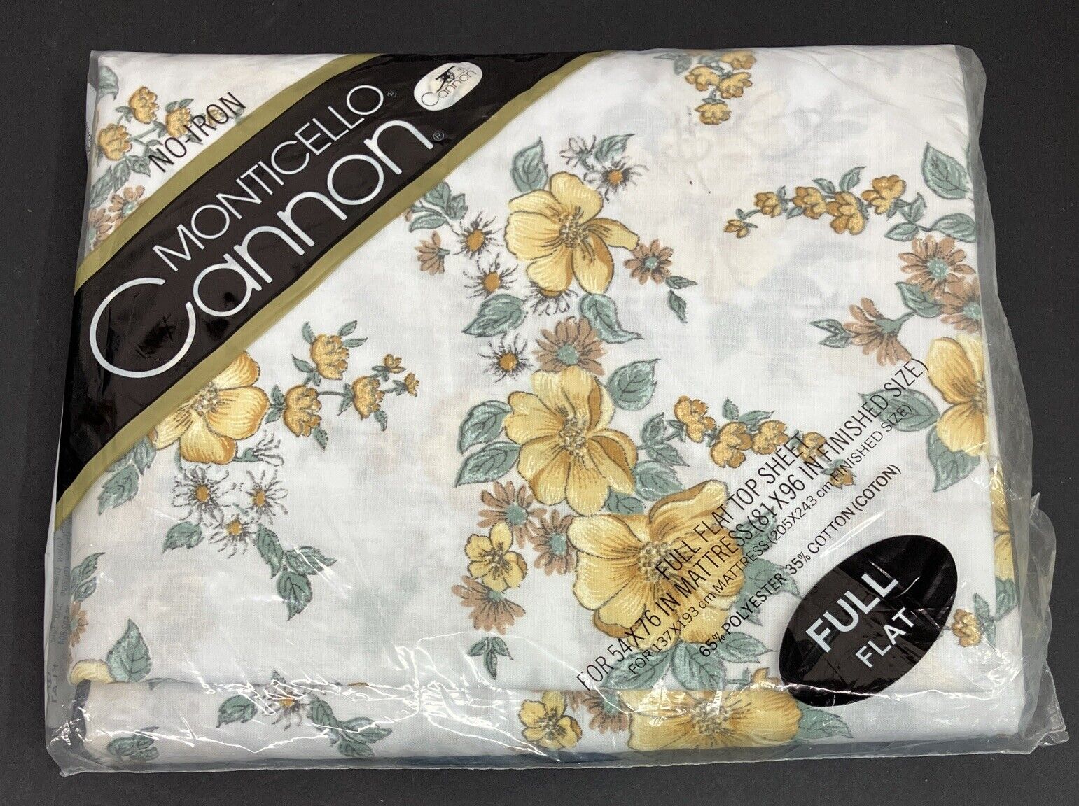 Vintage Full Flat Sheet New Old Stock Flower Clusters Monticello Cannon NY USA