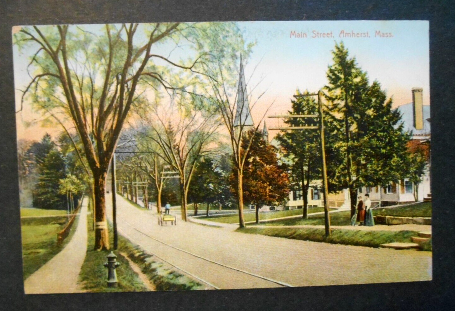 Early 1900\'s Main Street Amherst MA Unused Postcard Scott Photo