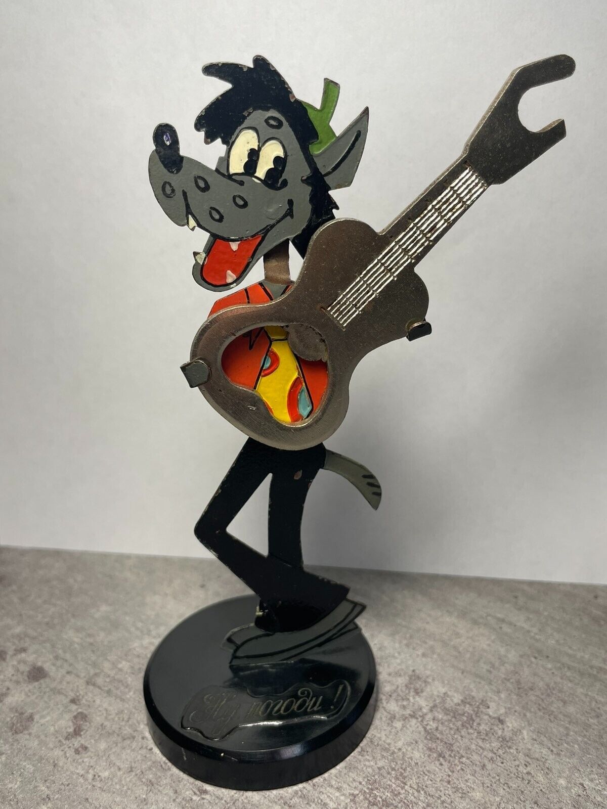 Vintage Figurine Wolf with Guitar Just You Wait Bottle Opener USSR. 2